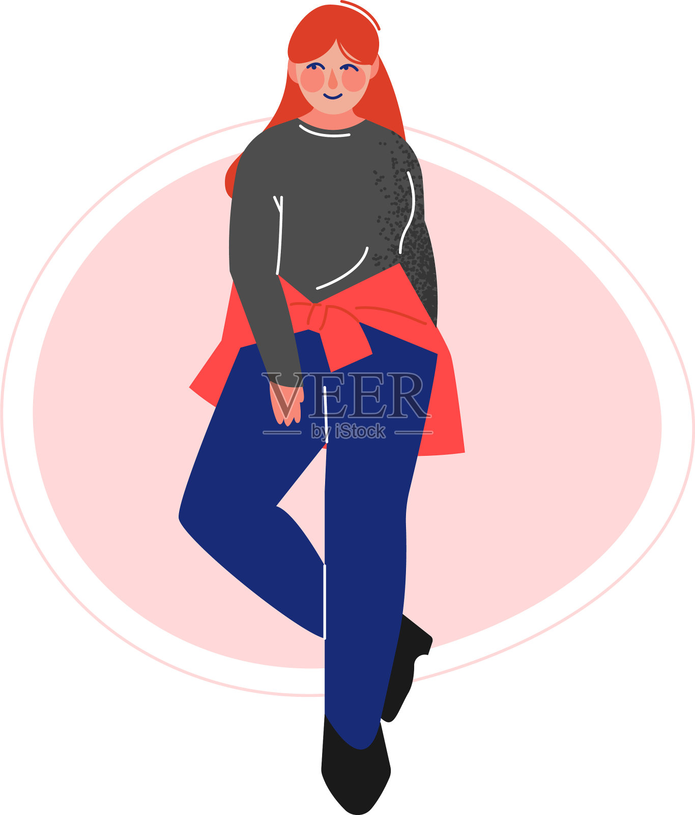 开朗的大一号红发女孩很漂亮设计元素图片