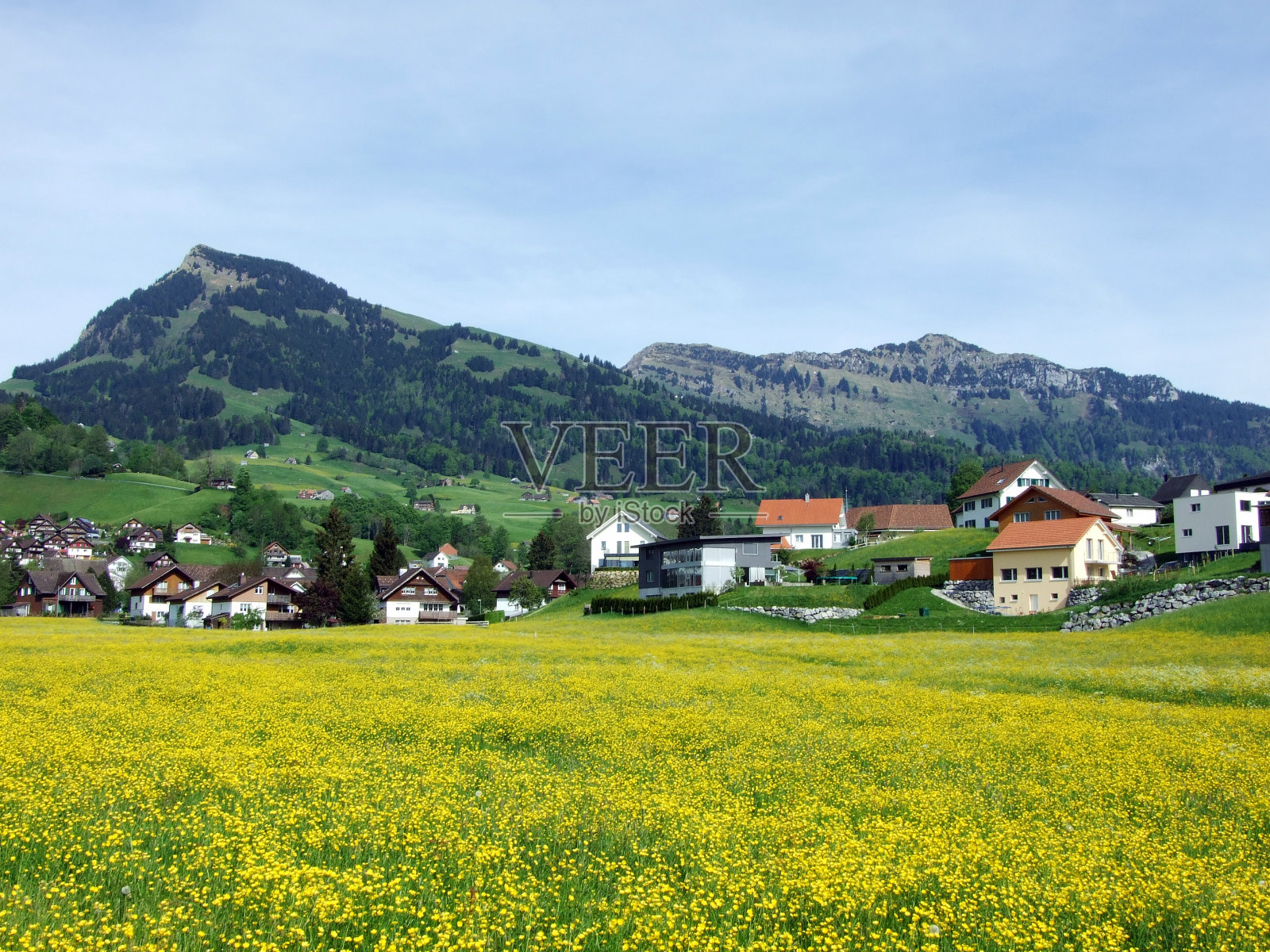 瑞士圣加伦州,图尔河谷和奥伯托根堡地区的新圣约翰村照片摄影图片