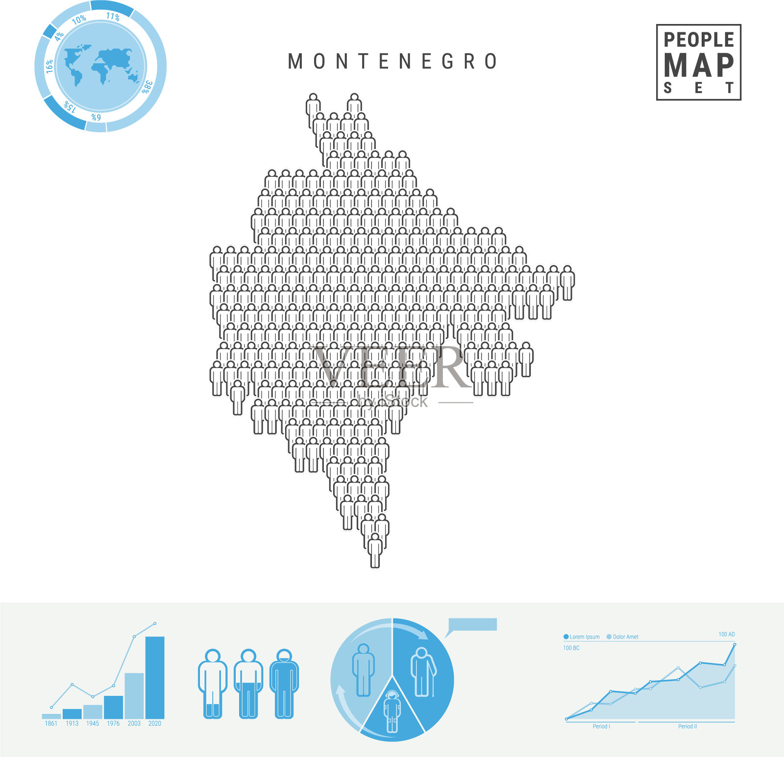 黑山人图标地图风格化剪影插画图片素材