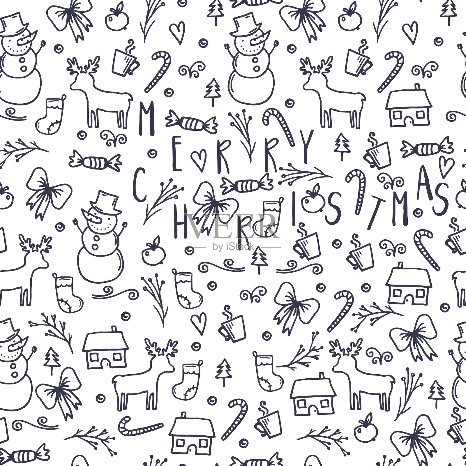 圣诞快乐,恭贺新禧插画图片素材