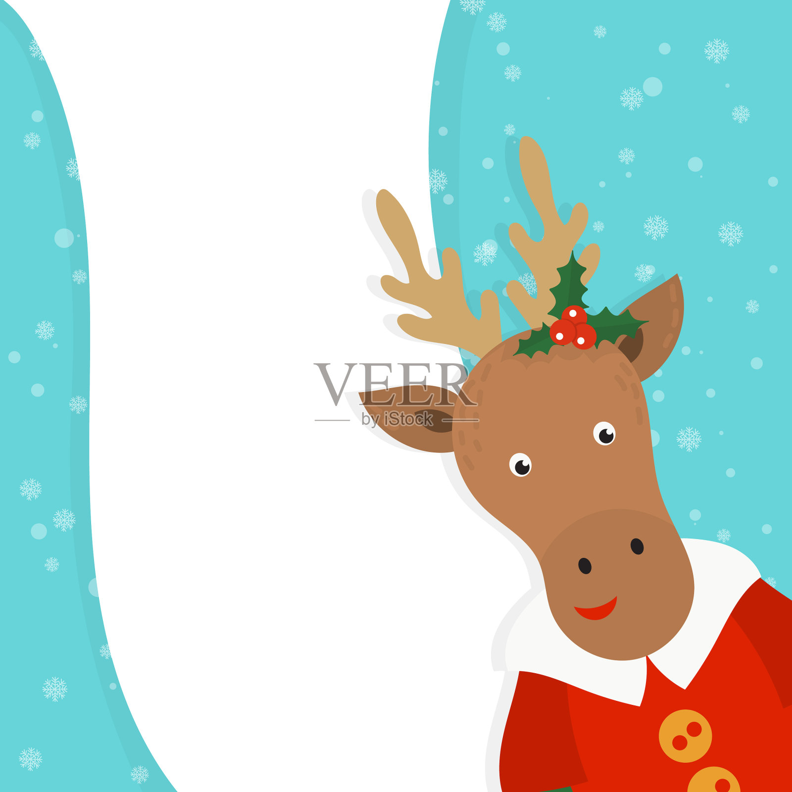 卡通节日主题与鹿在冬天插画图片素材