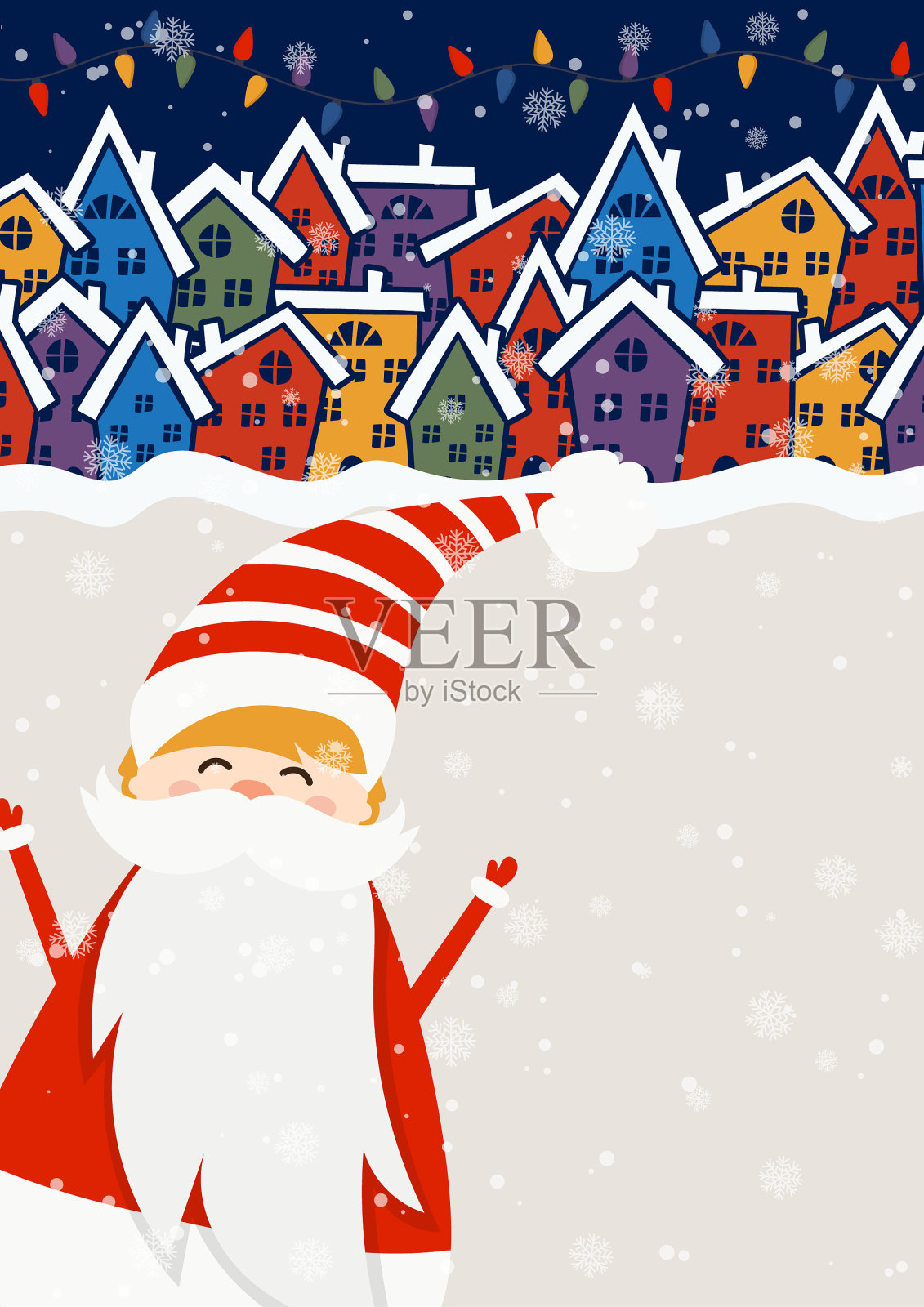 卡通节日主题与圣诞老人插画图片素材