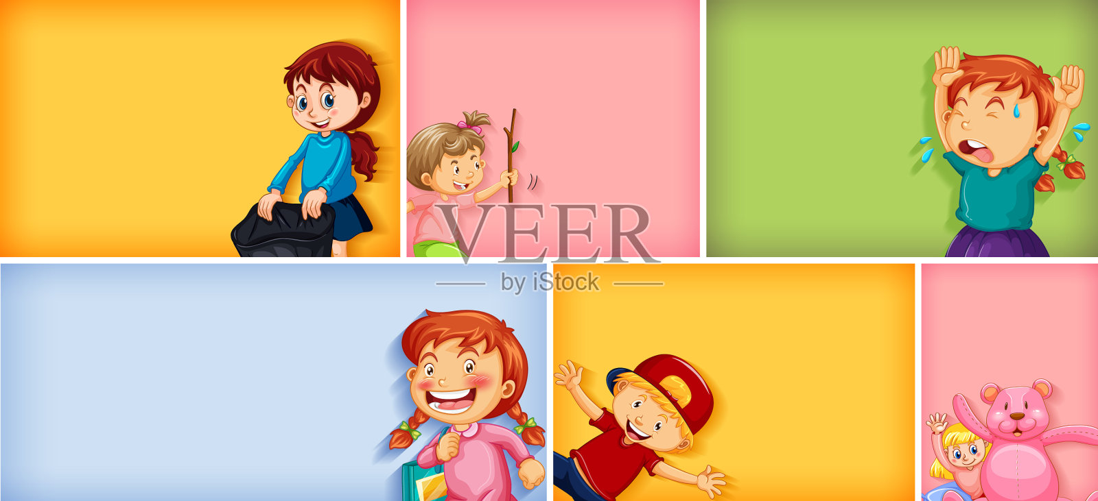 设定不同的儿童角色插画图片素材