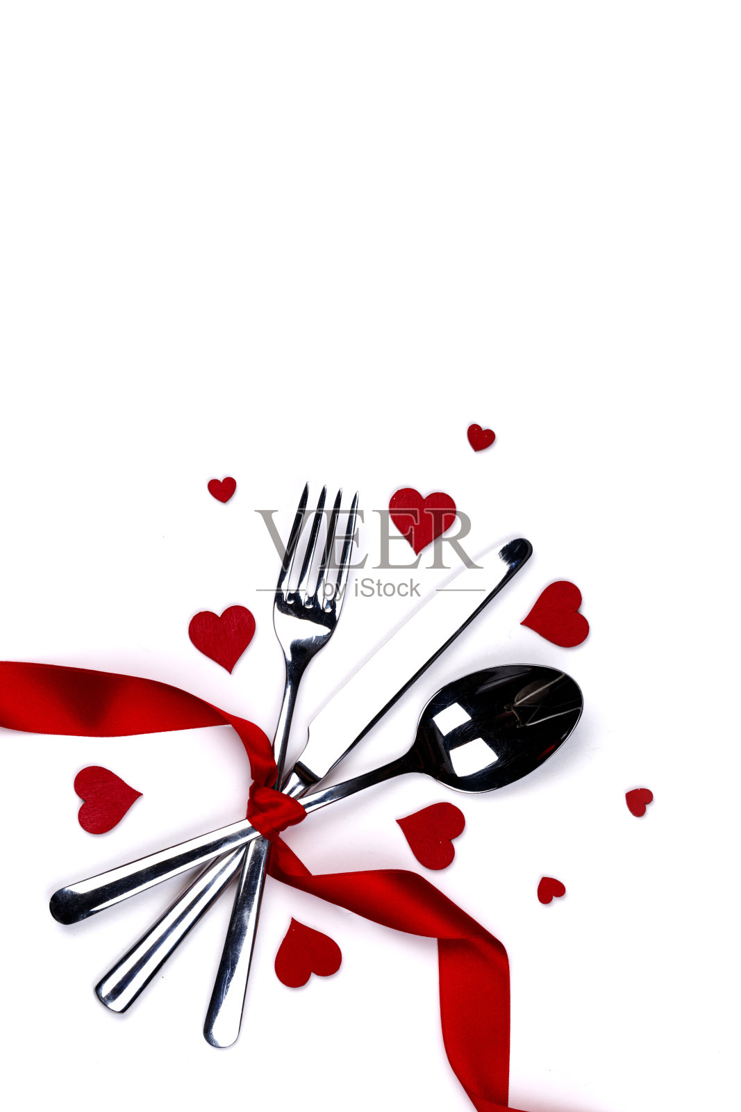 餐具和心形照片摄影图片