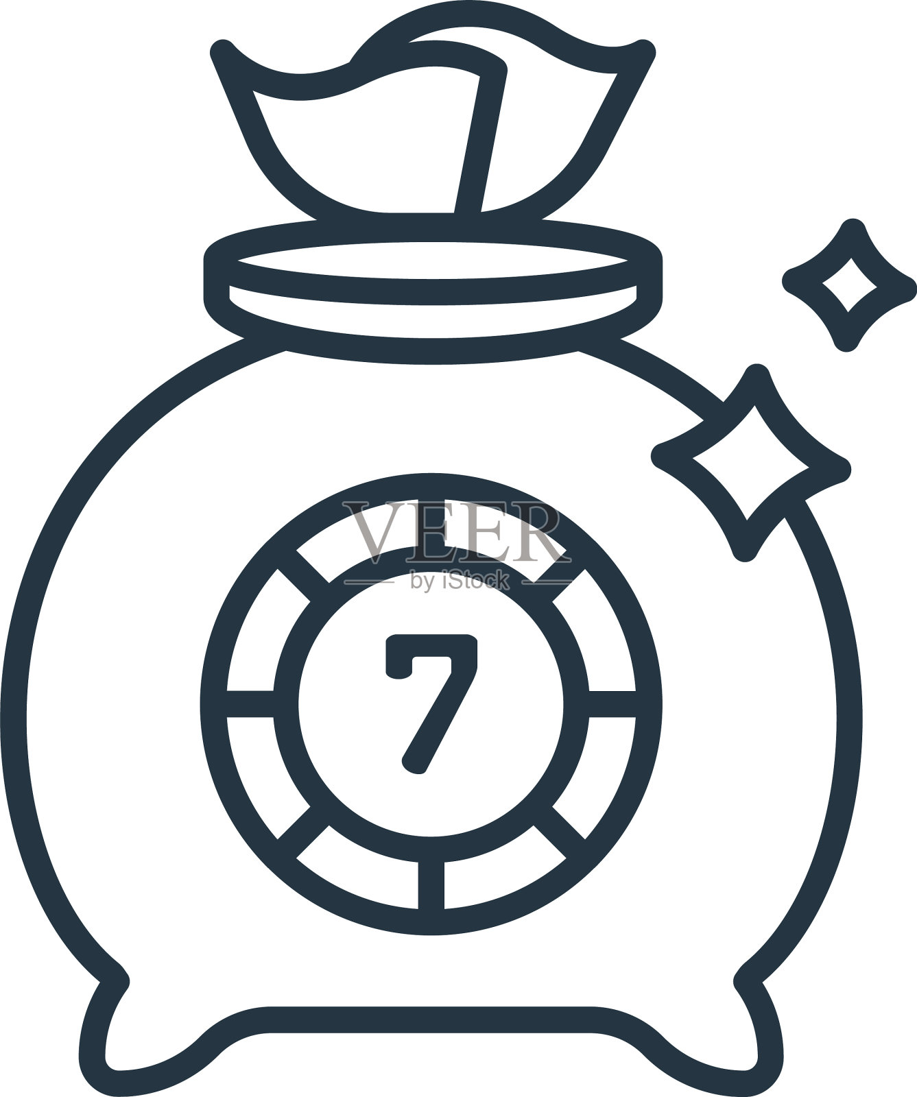 赌场图标孤立的白色背景轮廓设计元素图片