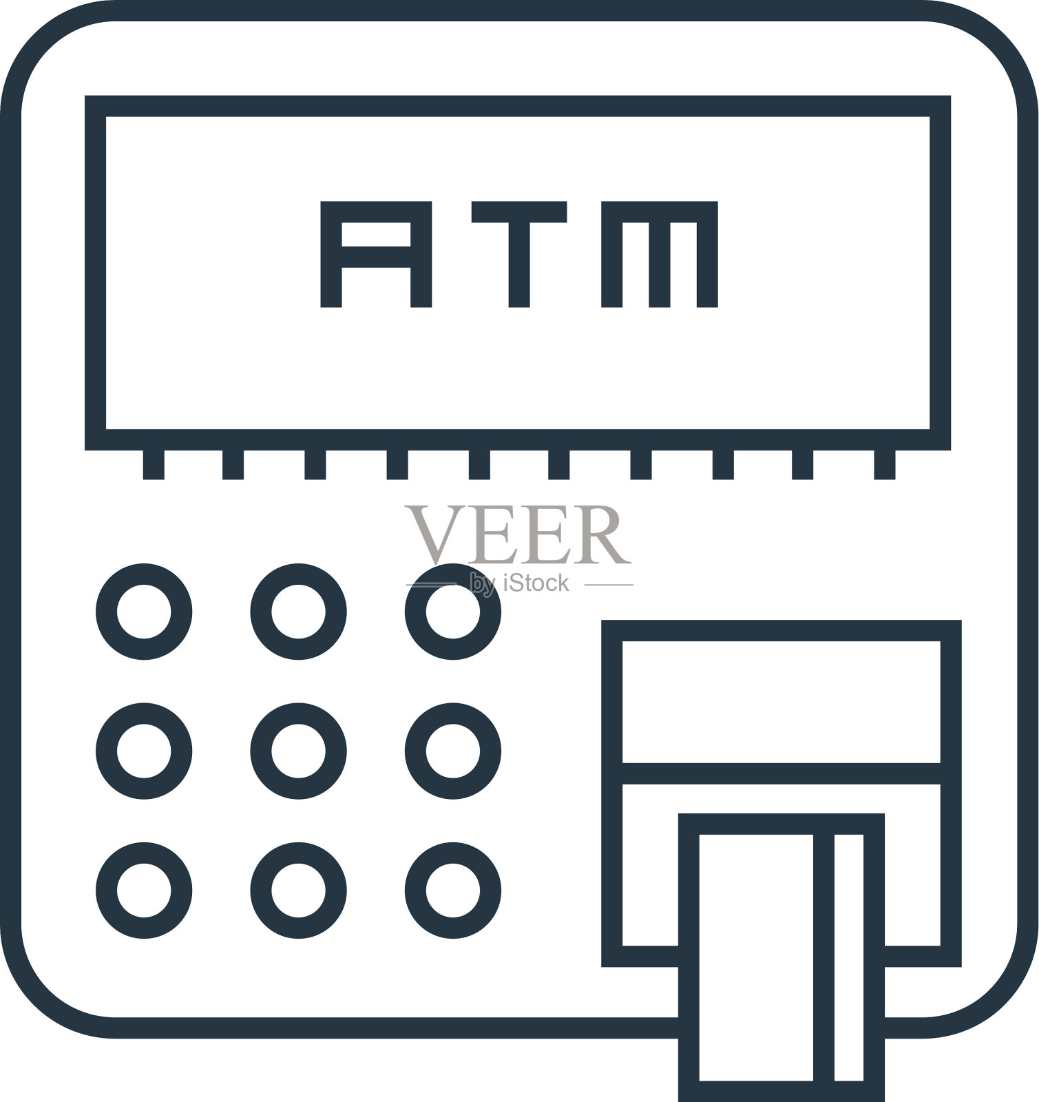 ATM图标孤立在白色背景轮廓上图标素材