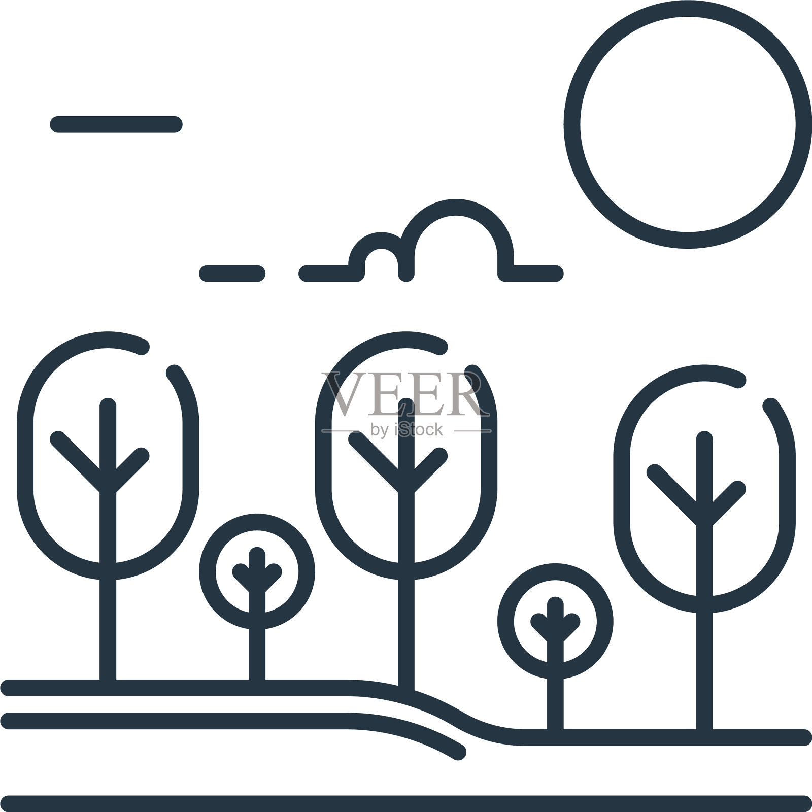 森林图标森林可编辑中风森林线性插画图片素材