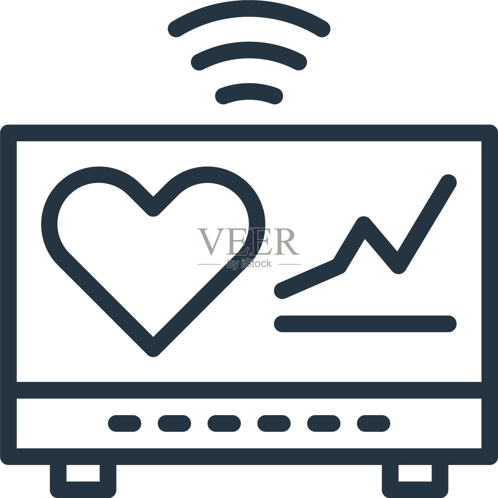 心电图图标孤立在白色背景上图标素材