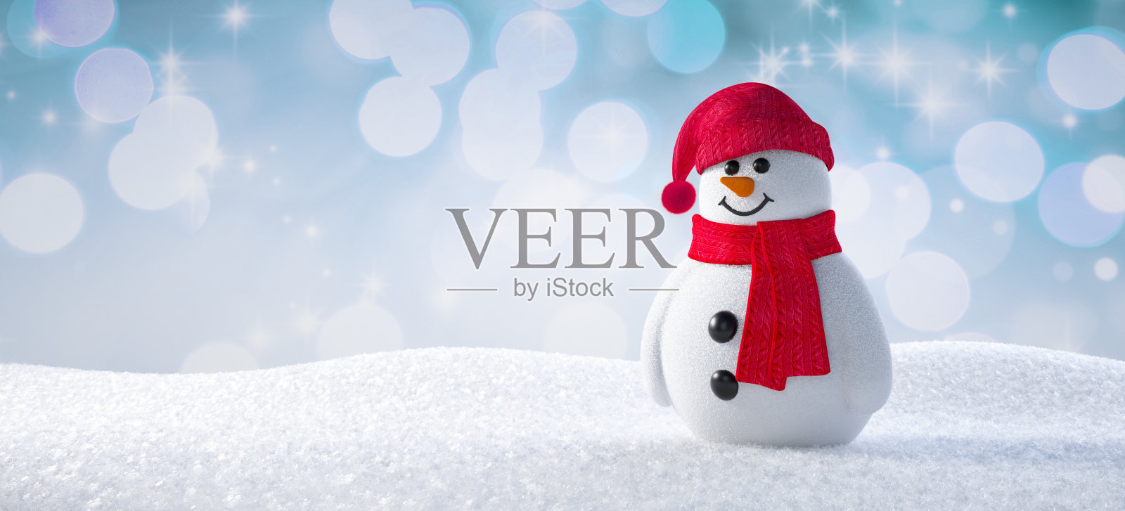 小快乐的3D雪人在雪地上照片摄影图片