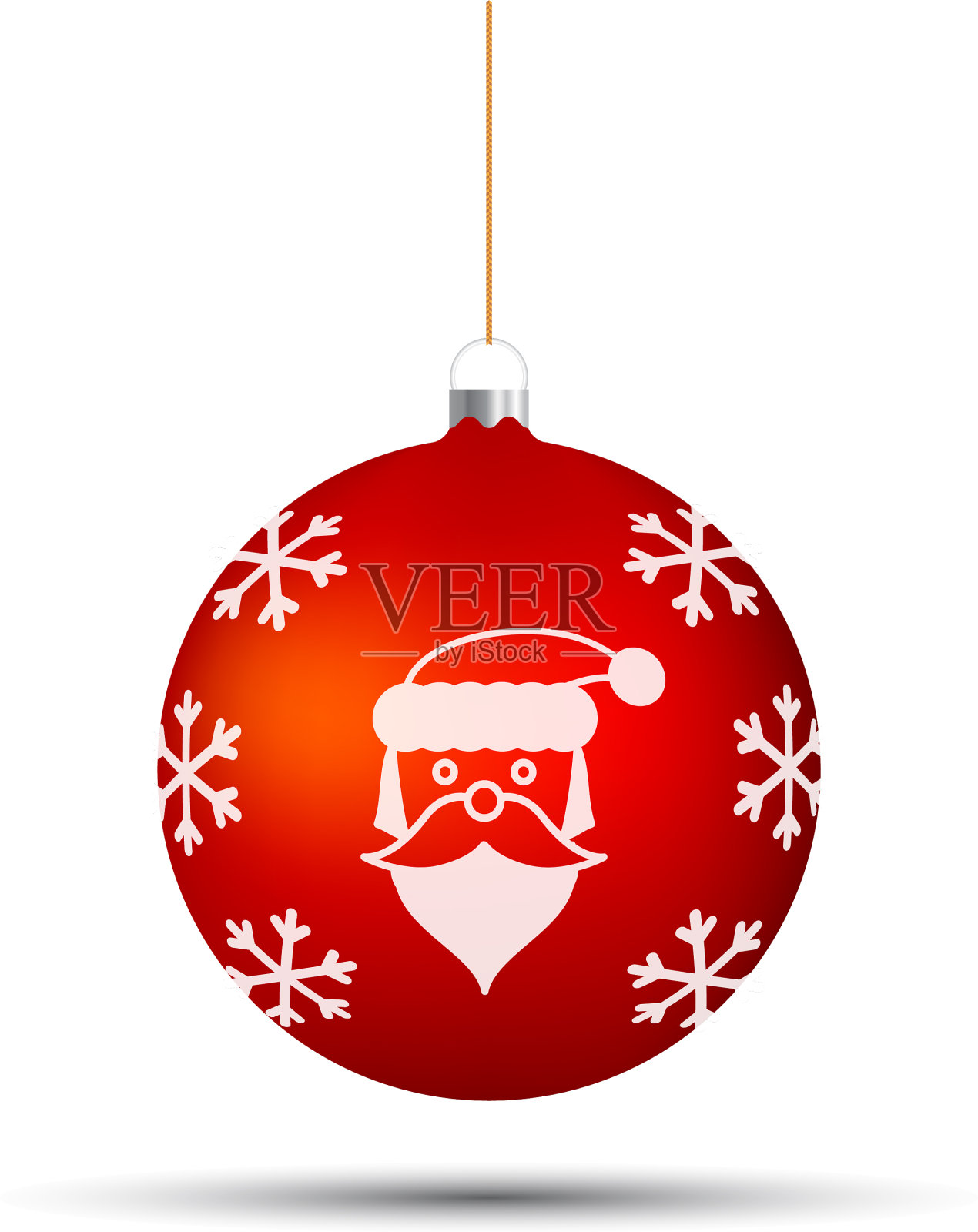 大红色马特圣诞树球圣诞老人肖像插画图片素材