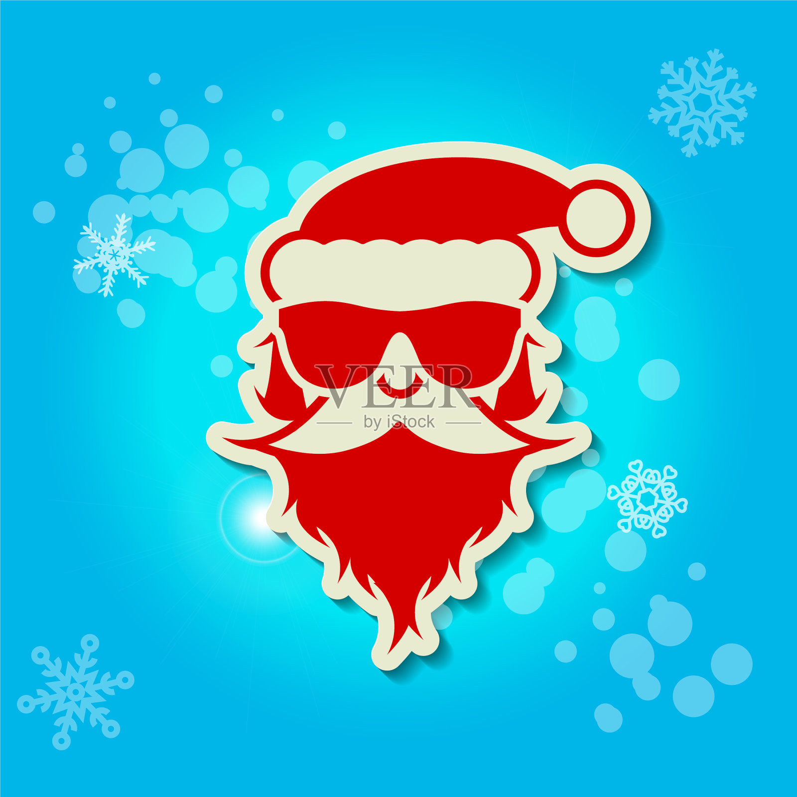 戴着浅蓝色太阳镜的圣诞老人插画图片素材