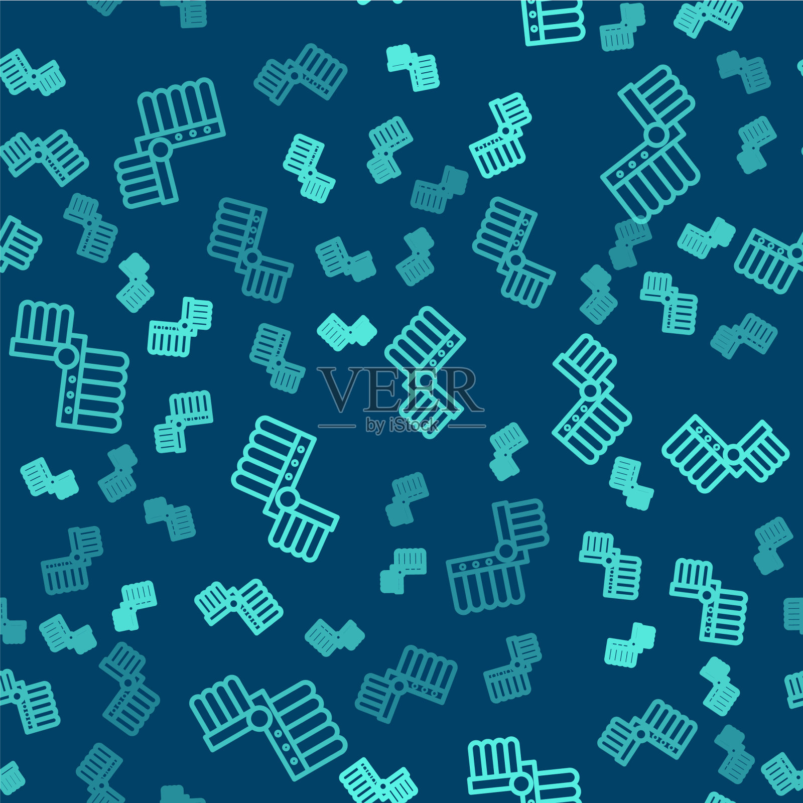 绿线印第安头饰与羽毛的图标插画图片素材