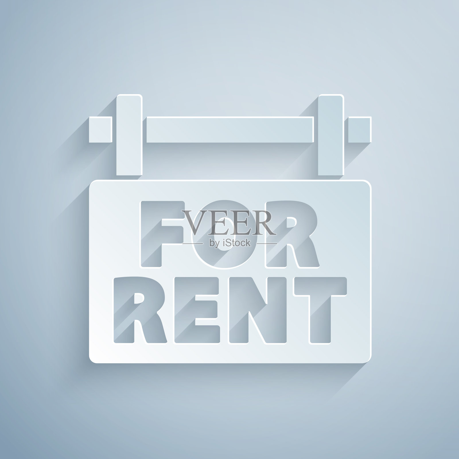 剪纸悬挂标志与文字为租赁图标插画图片素材