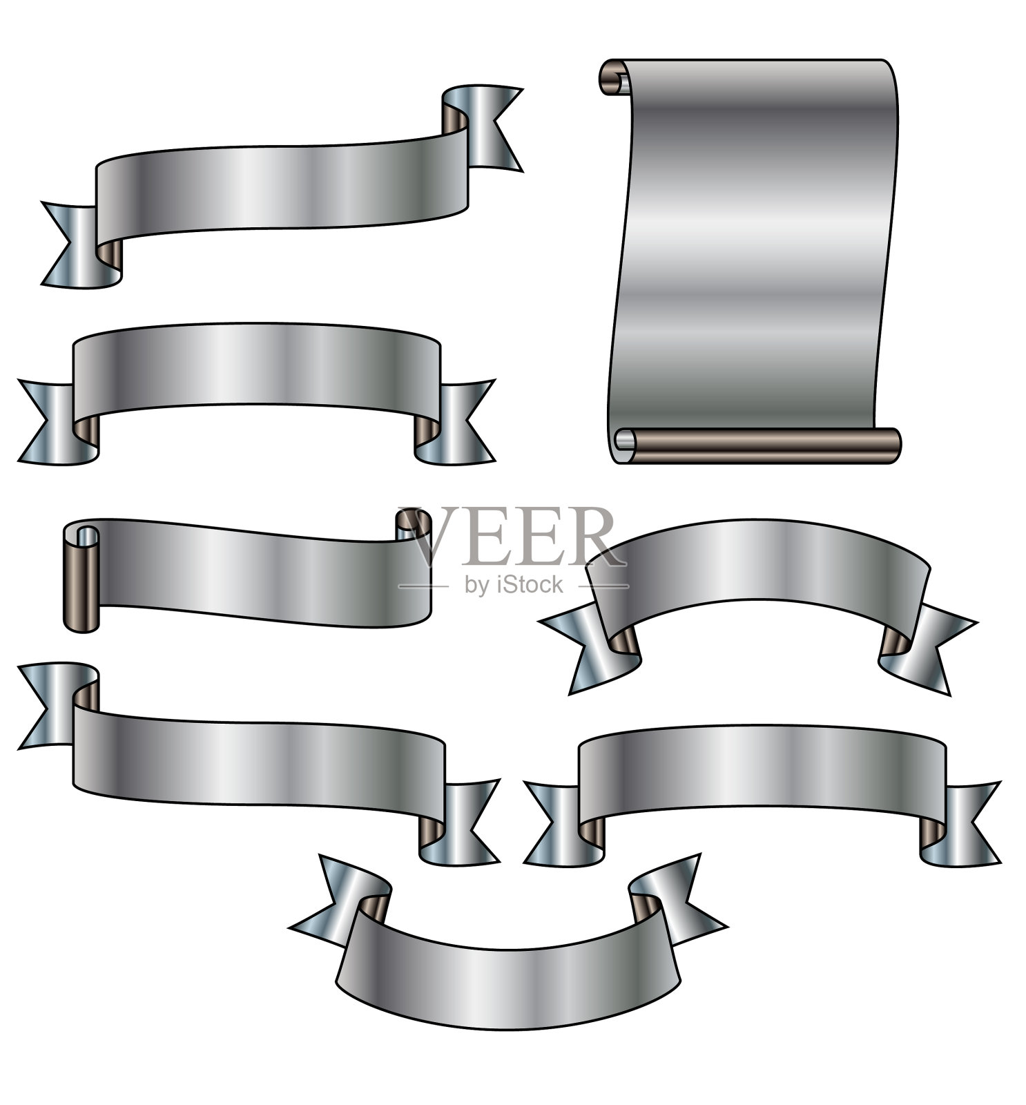 金属横幅丝带插画图片素材