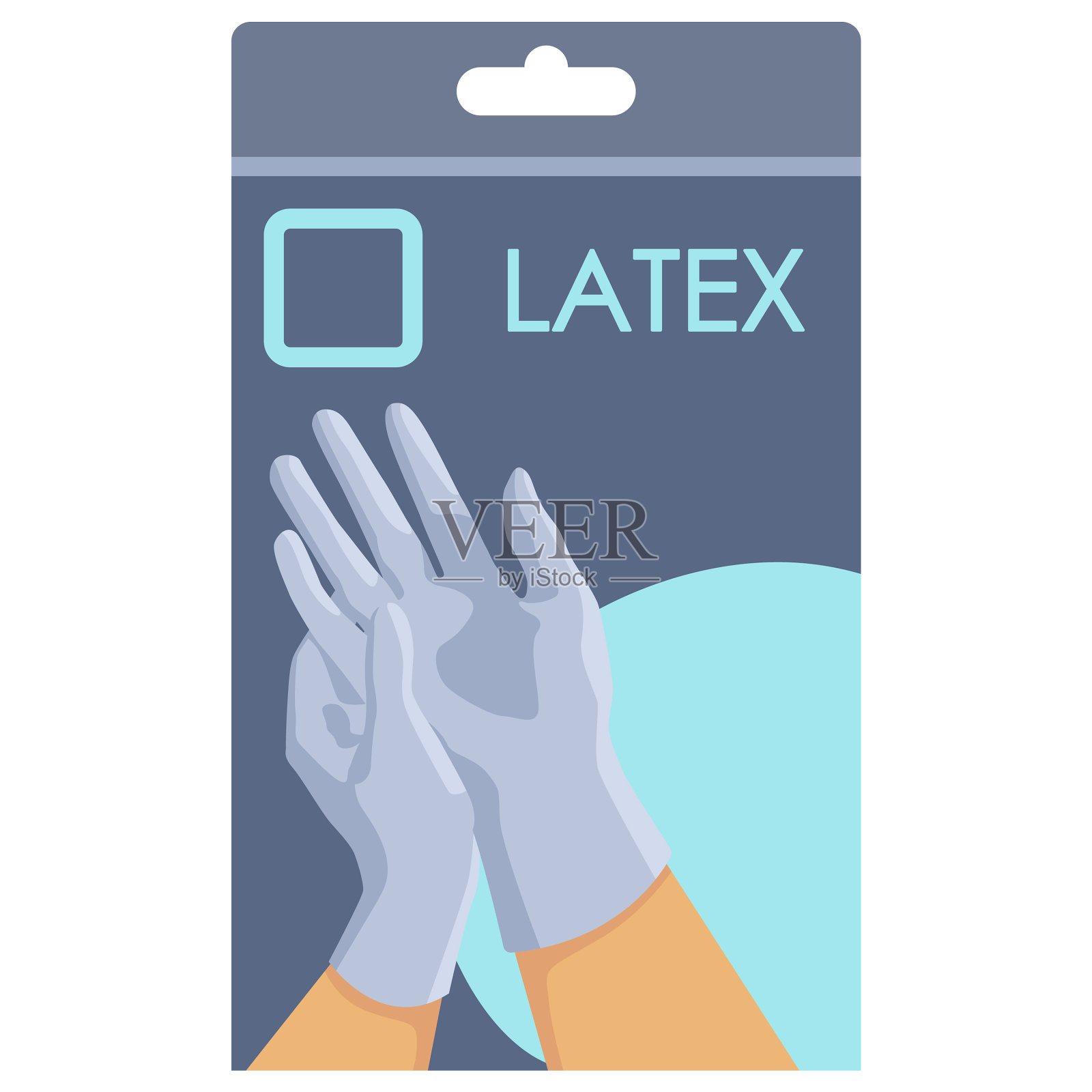 医用乳胶手套包装上白色隔离插画图片素材