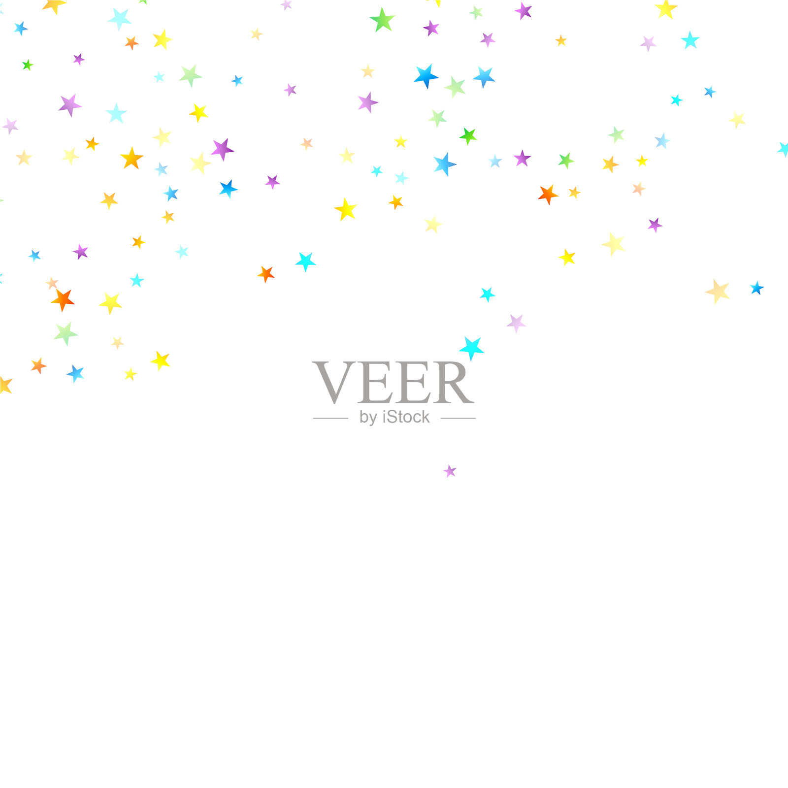 彩虹喜庆五彩缤纷,星光飘洒插画图片素材