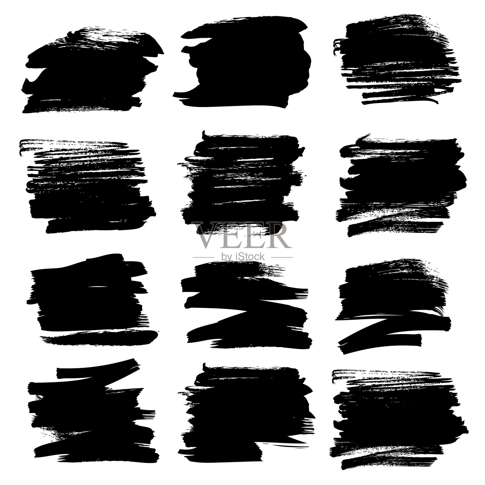 设置大墨水纹理笔画平插画图片素材