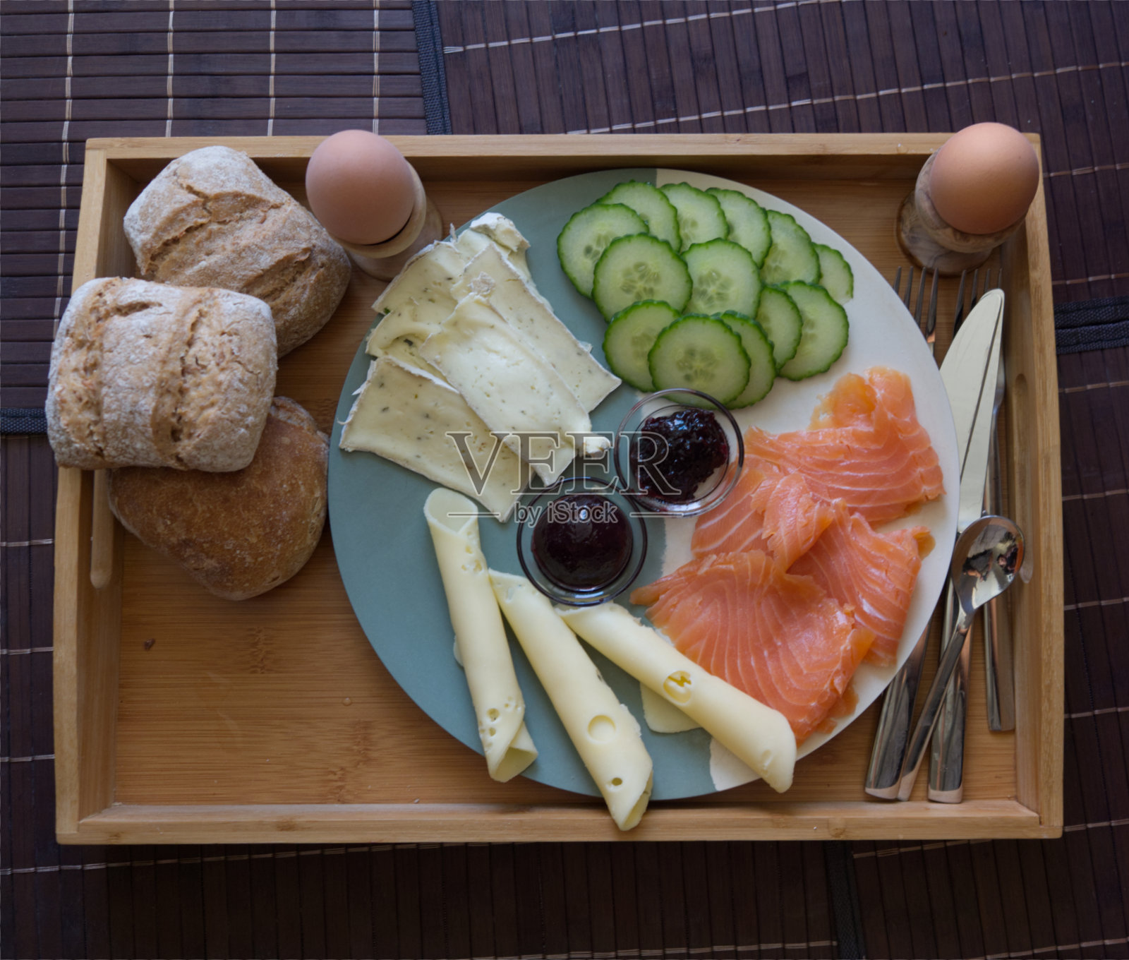 美食摄影美味的早餐在餐厅topview照片摄影图片