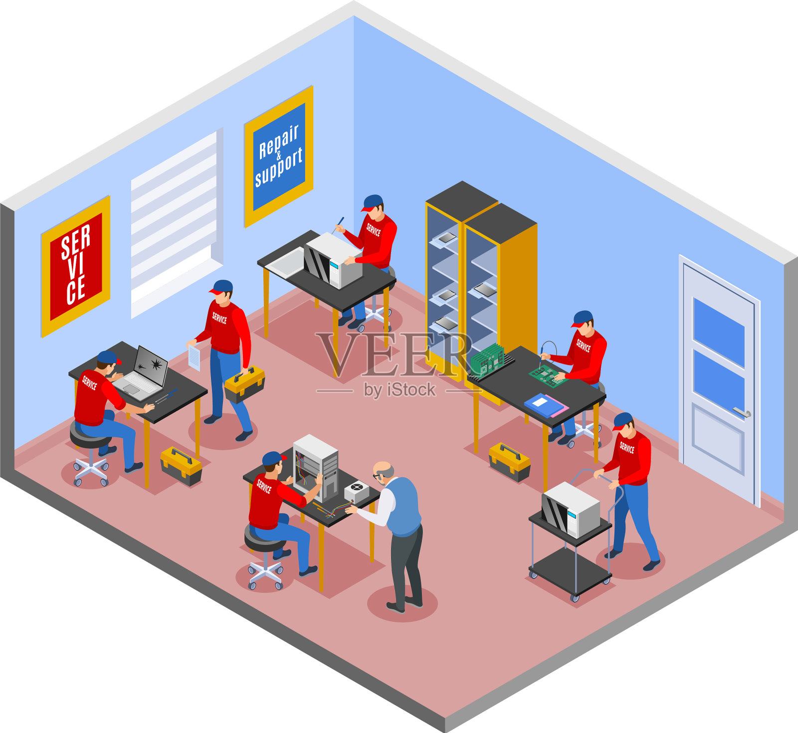 等距修理中心组成设计元素图片