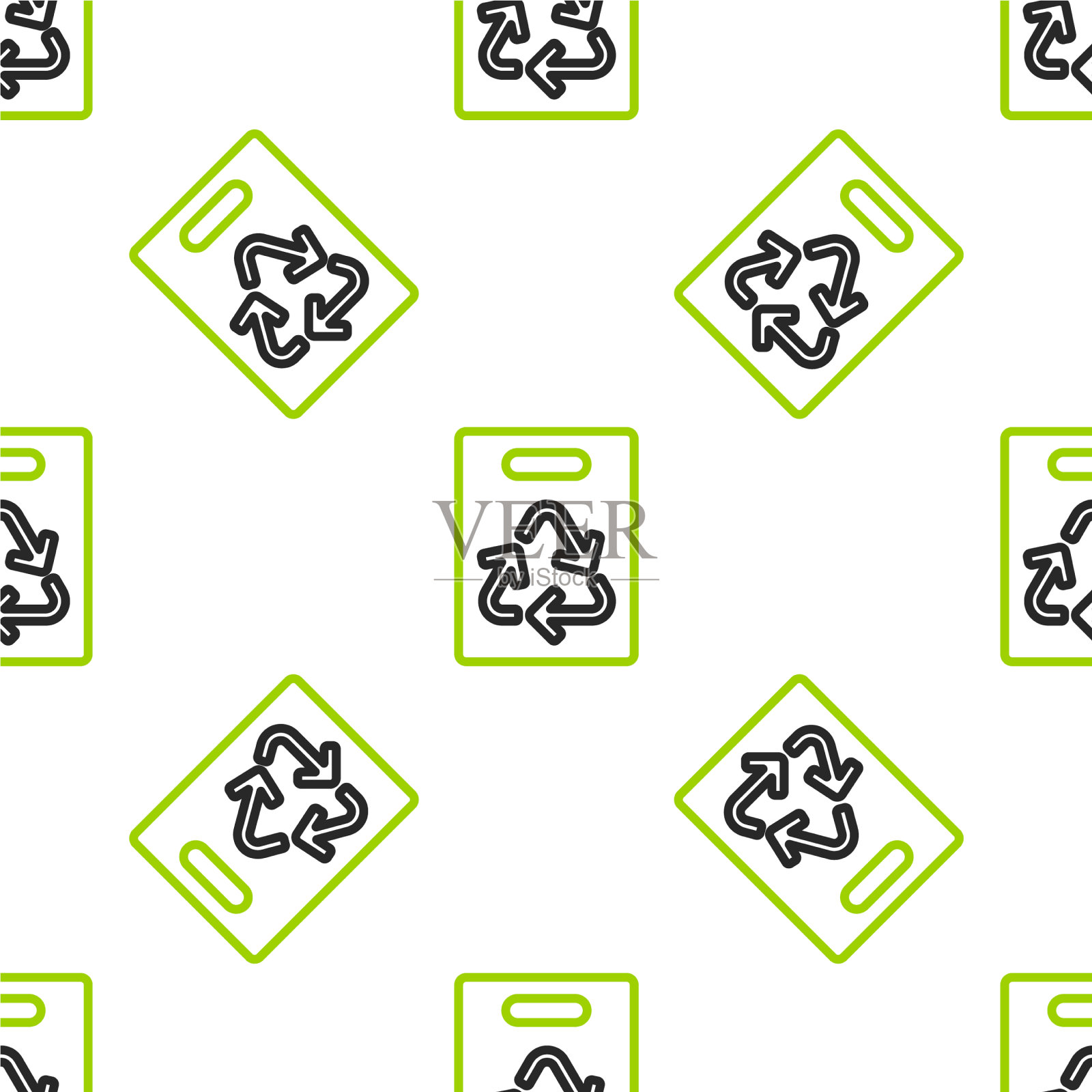 线纸购物袋与回收图标孤立插画图片素材