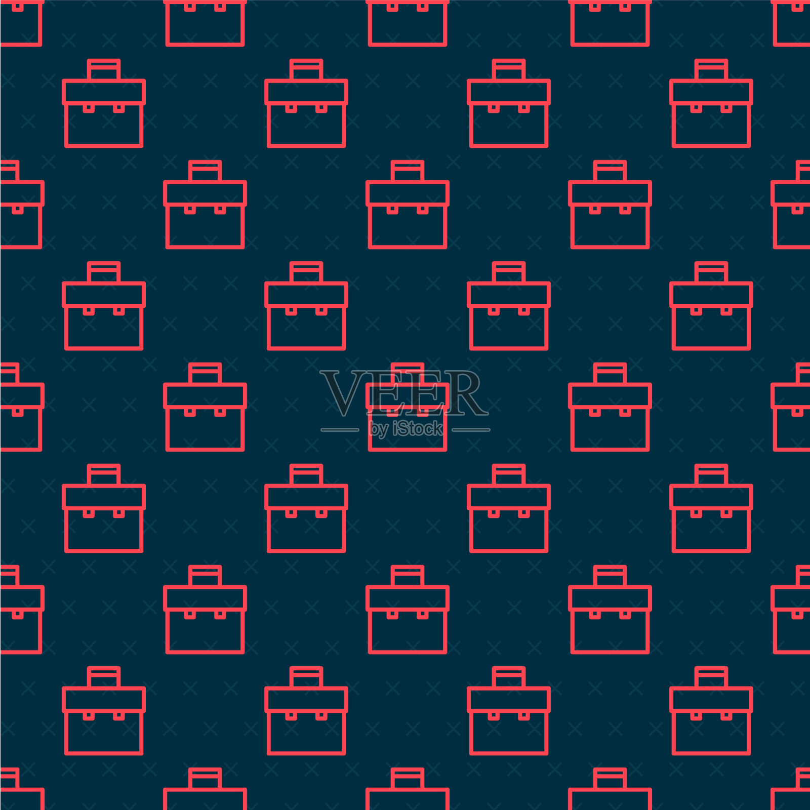 红色线条分隔公文包图标无缝模式插画图片素材