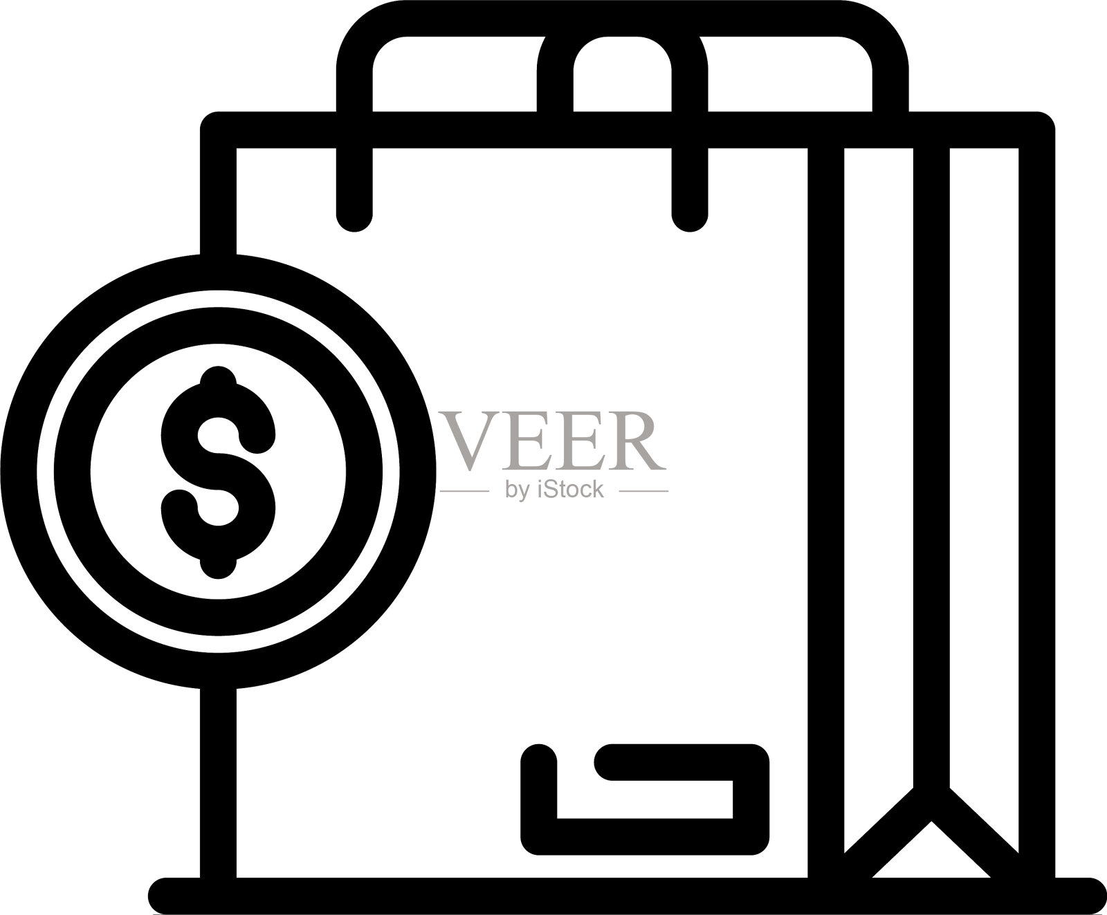 信贷钱袋图标轮廓风格插画图片素材