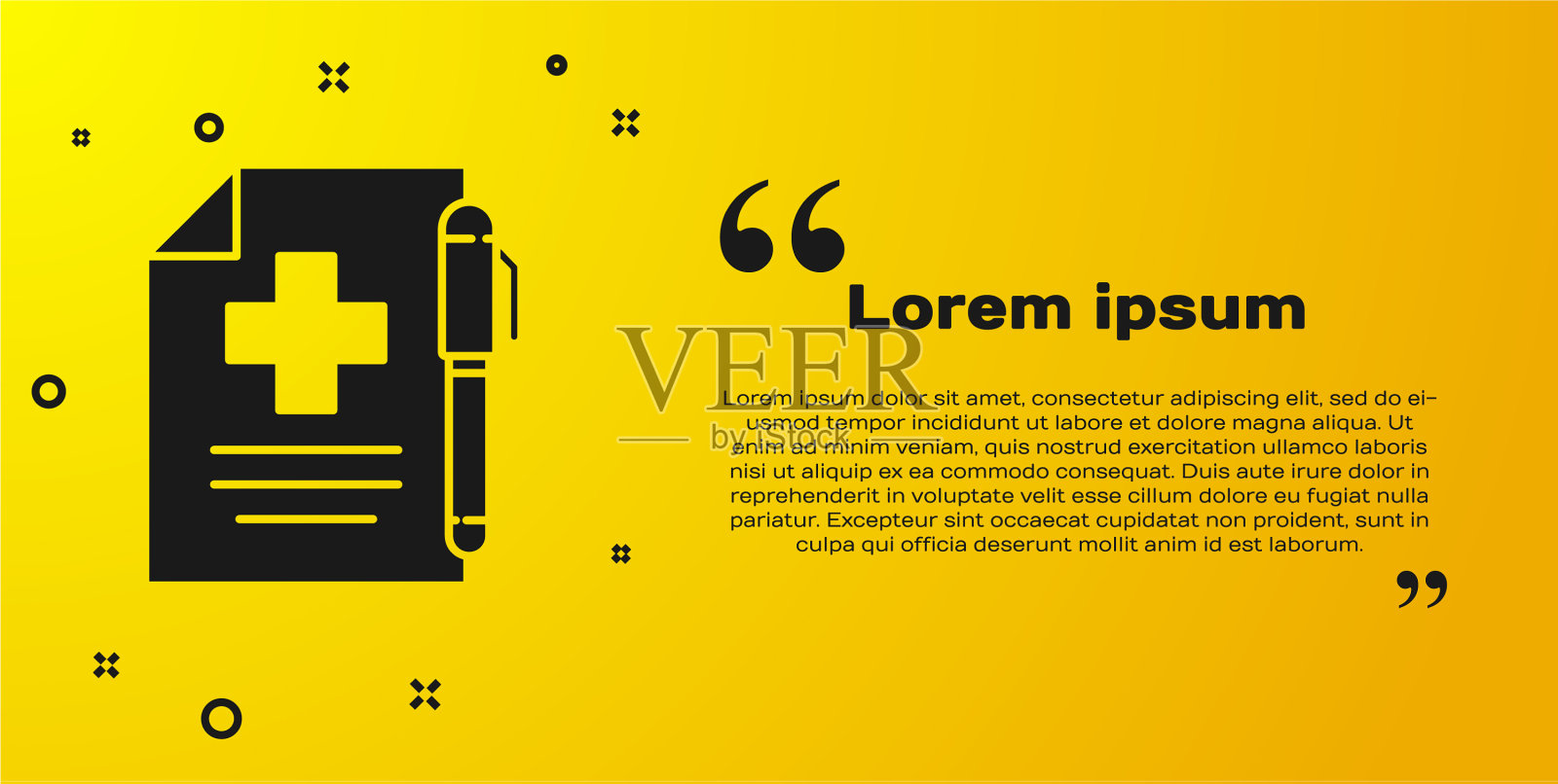 黑色医疗处方和钢笔图标隔离插画图片素材