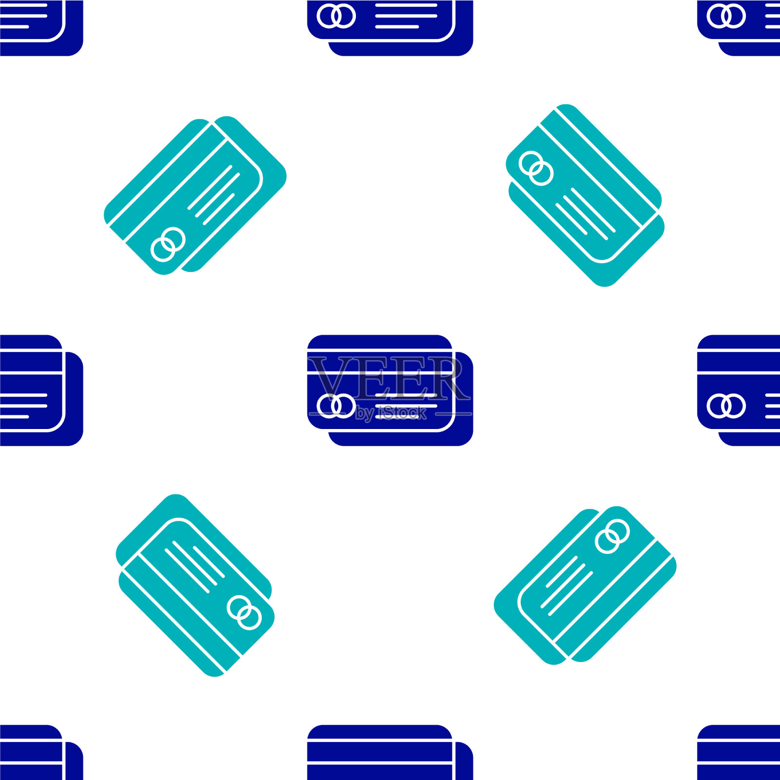 蓝色信用卡图标隔离无缝模式上插画图片素材