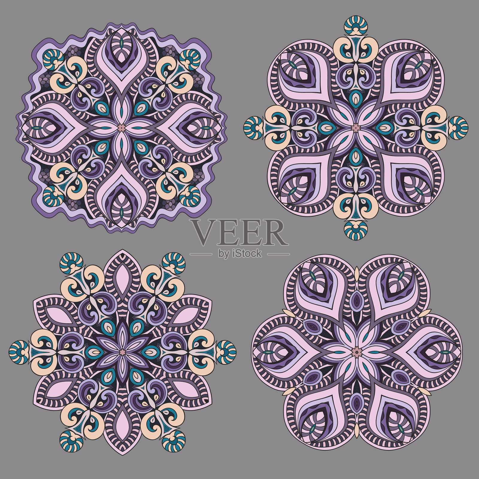 装饰装饰抽象花卉集插画图片素材