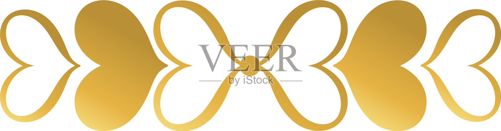 心形线框装饰金色渐变设计元素图片