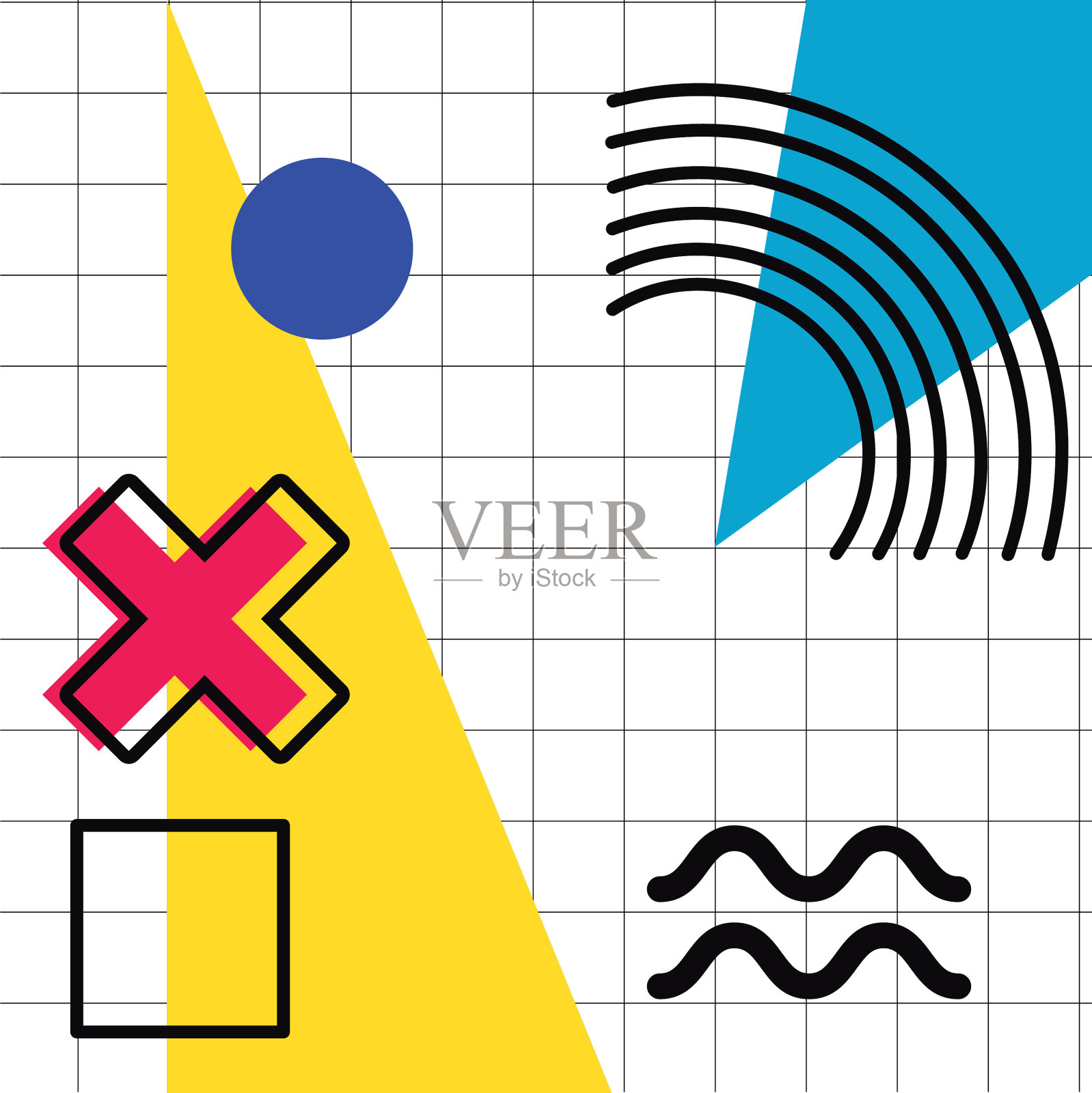 抽象海报与色彩和数字几何设计元素图片