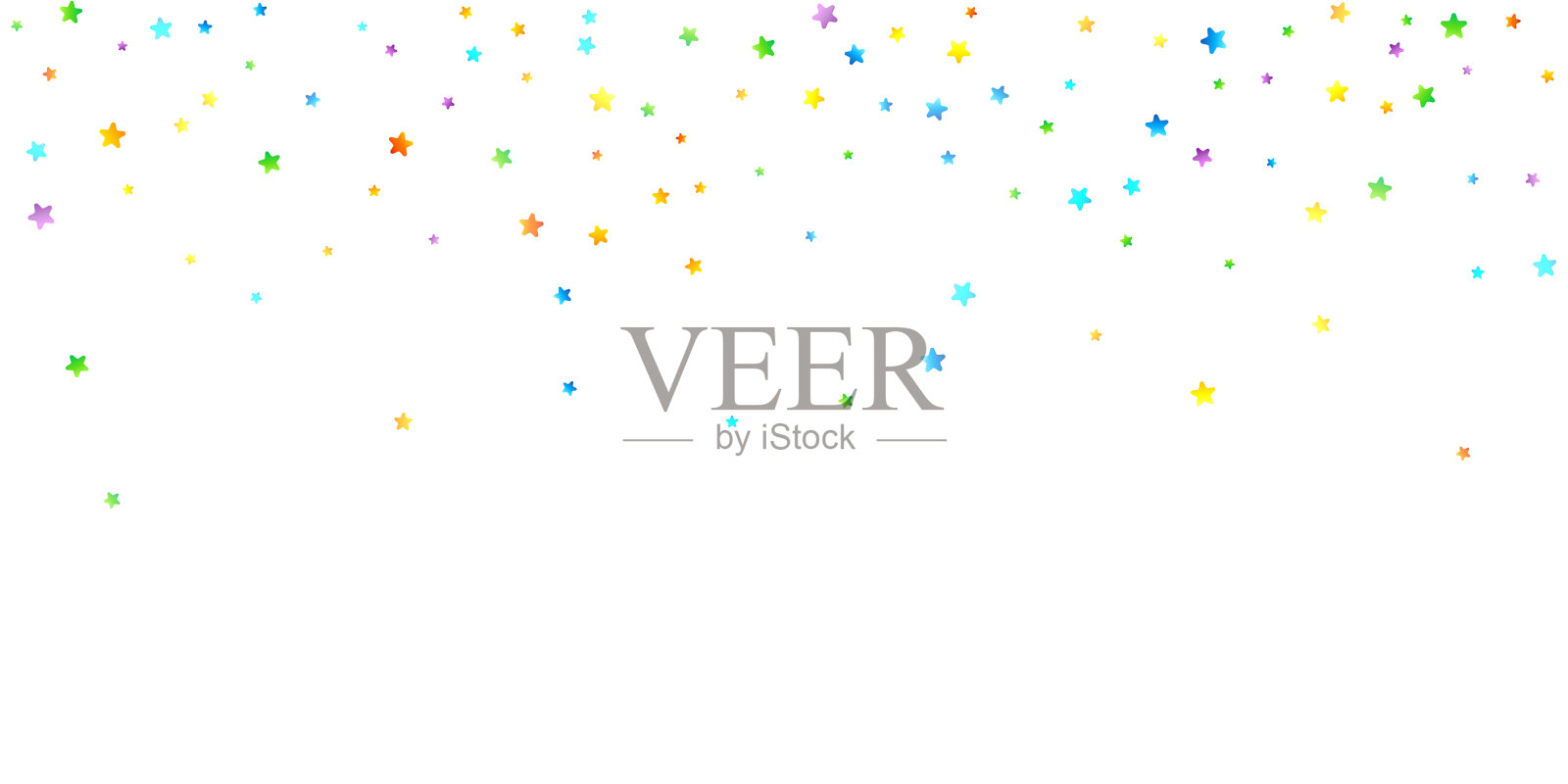 彩虹喜庆五彩缤纷,星光飘洒插画图片素材