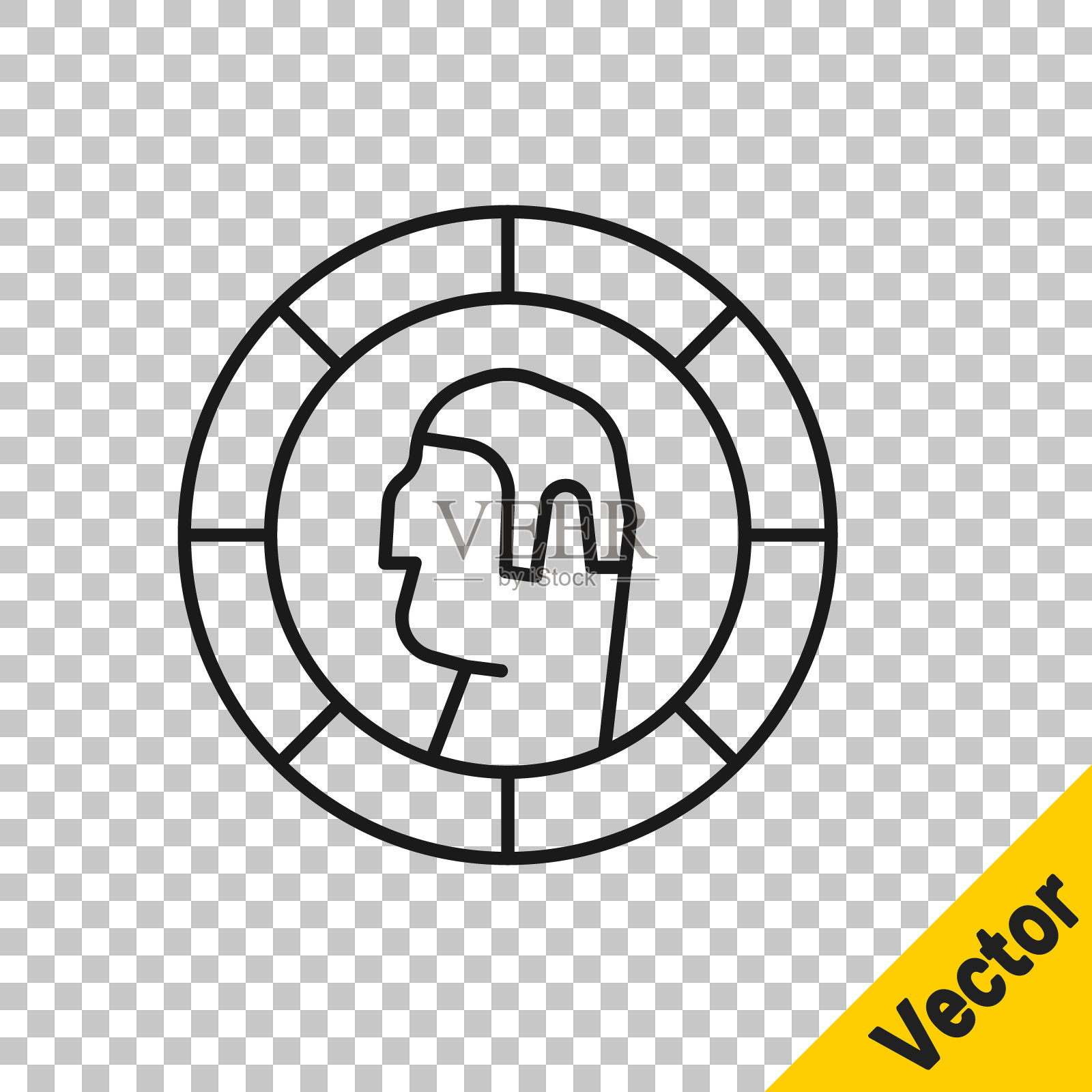 黑色线条古希腊钱币图标孤立在透明背景上。向量图标素材