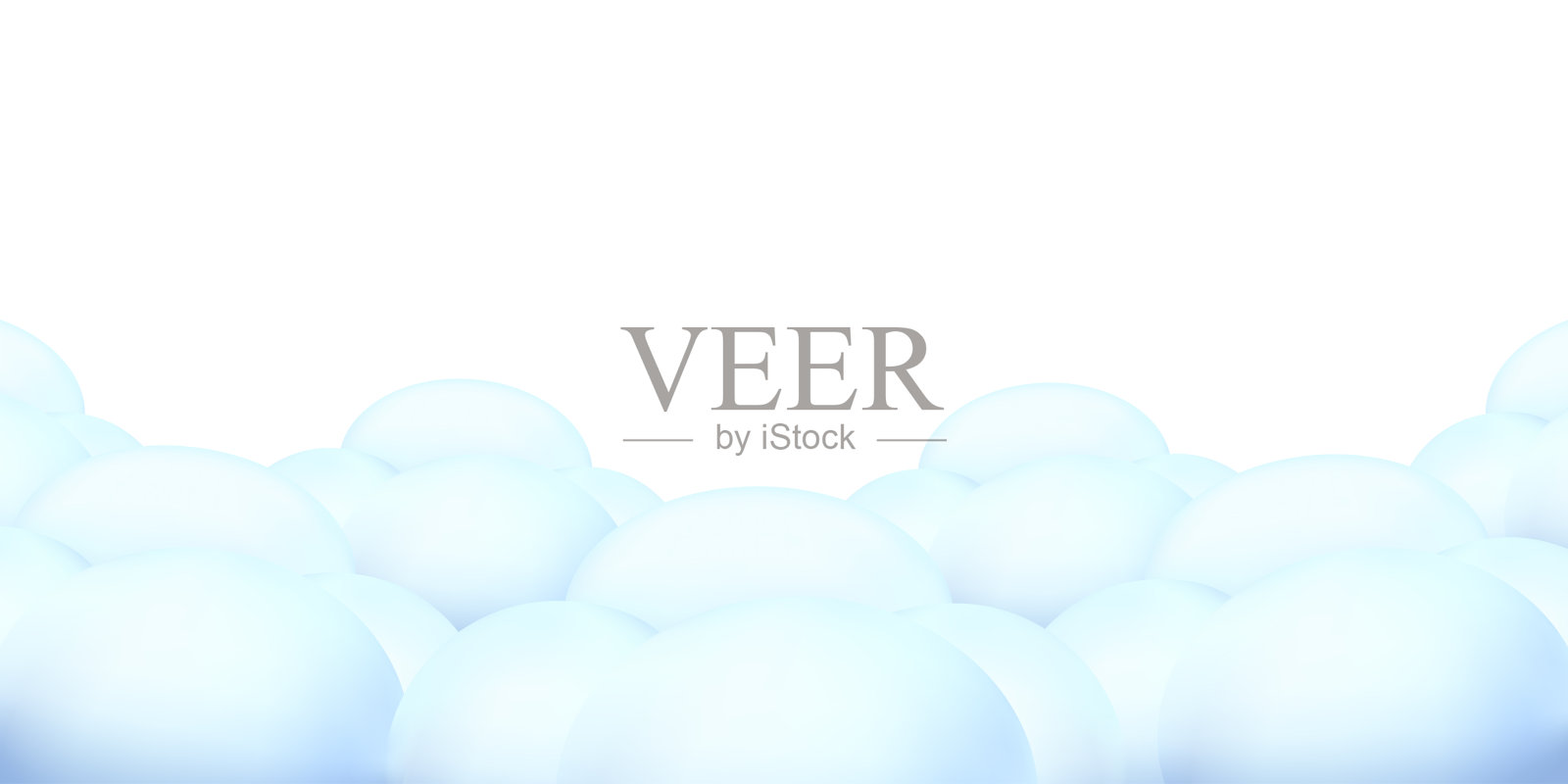 蓝色云景场景或多云天气的天空全景图。矢量插图卡通蓬松的云孤立在白色的背景。天空背景下插画图片素材