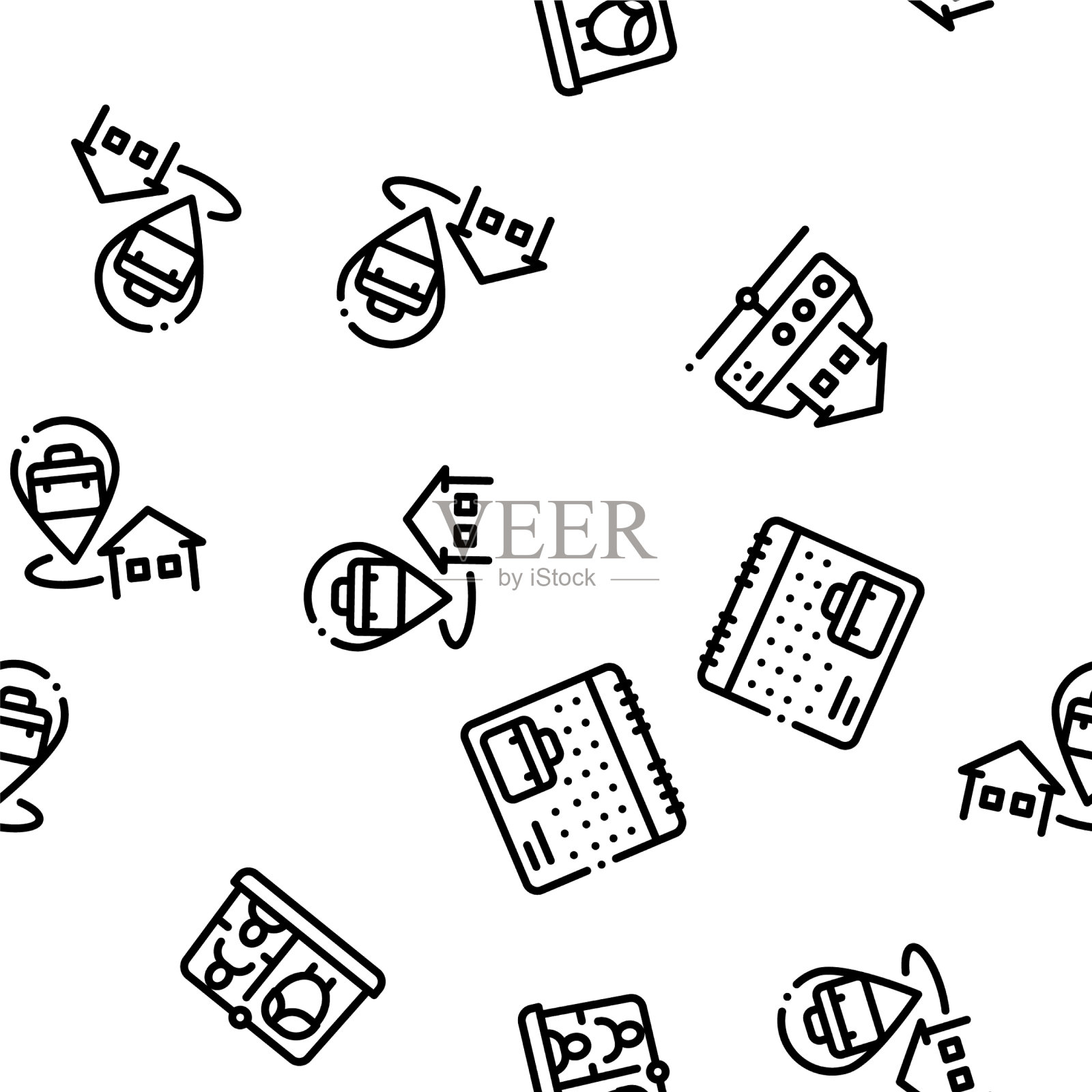 远程工作自由职业者无缝模式插画图片素材