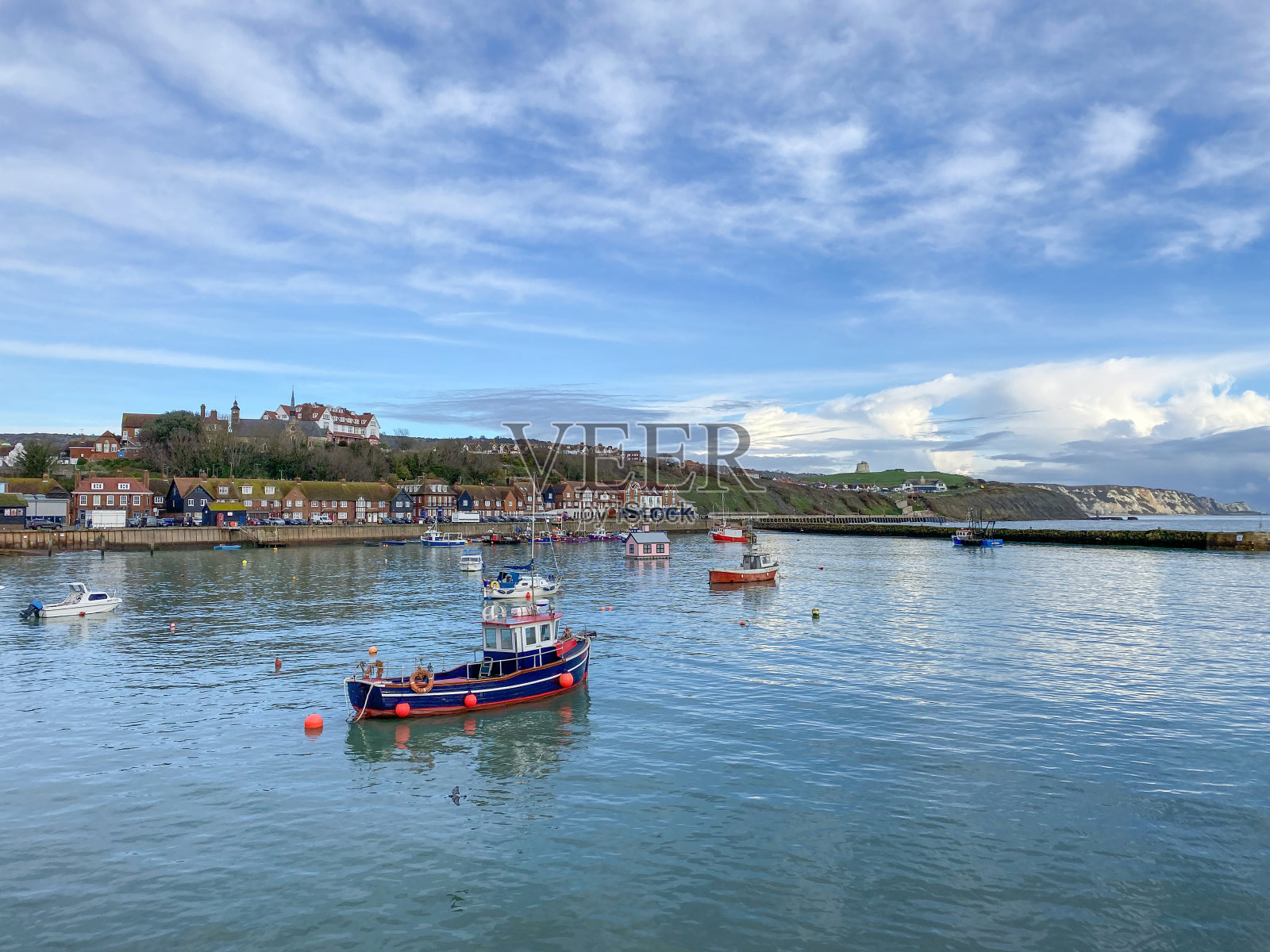 英国肯特郡的福克斯顿海港照片摄影图片