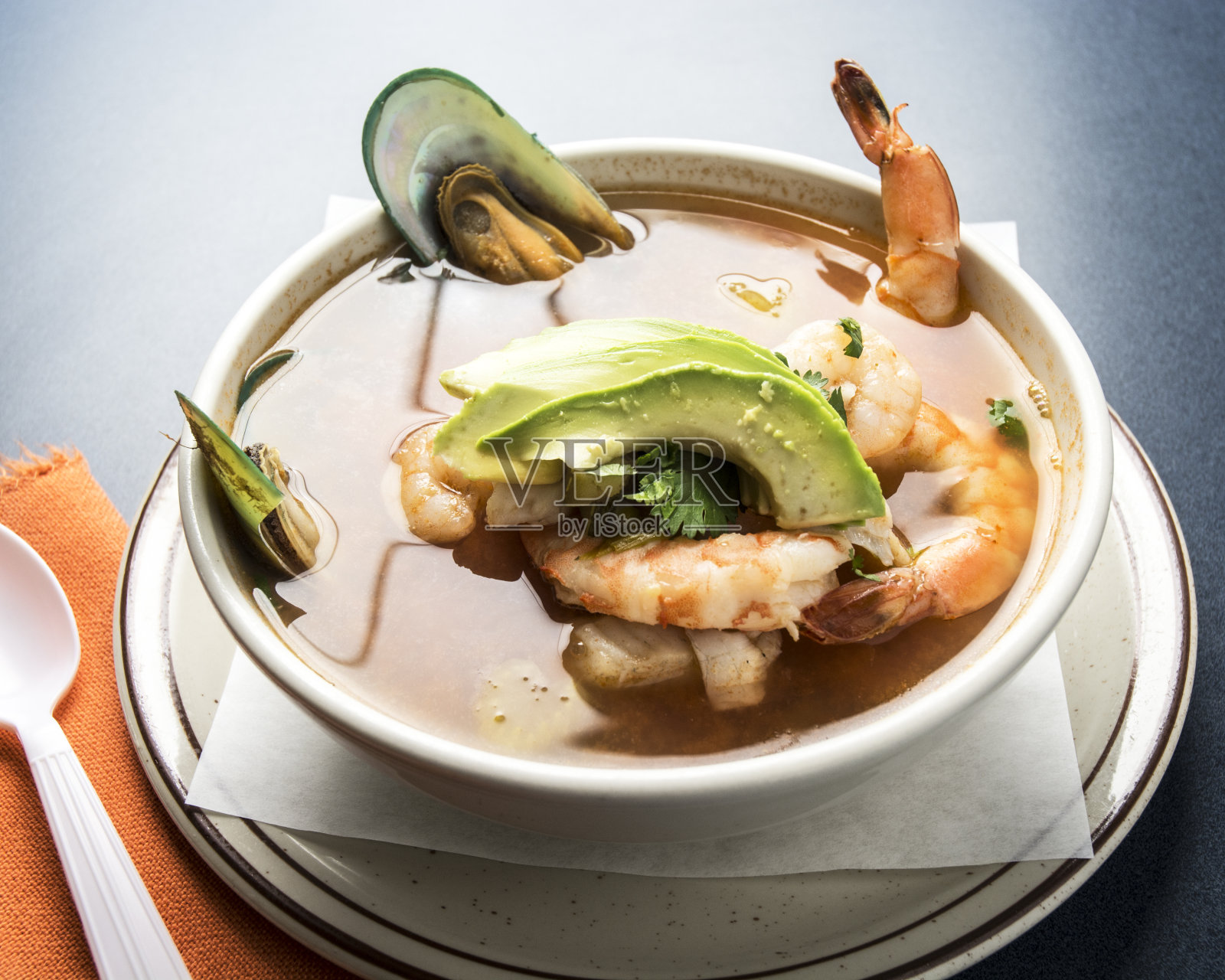 虾汤Seviche照片摄影图片