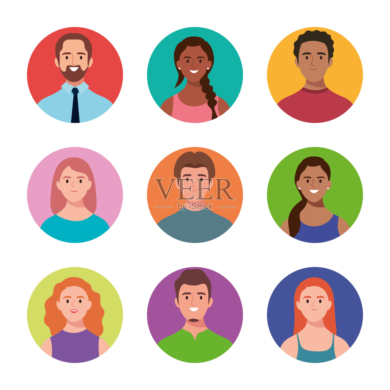 9人的角色包插画图片素材