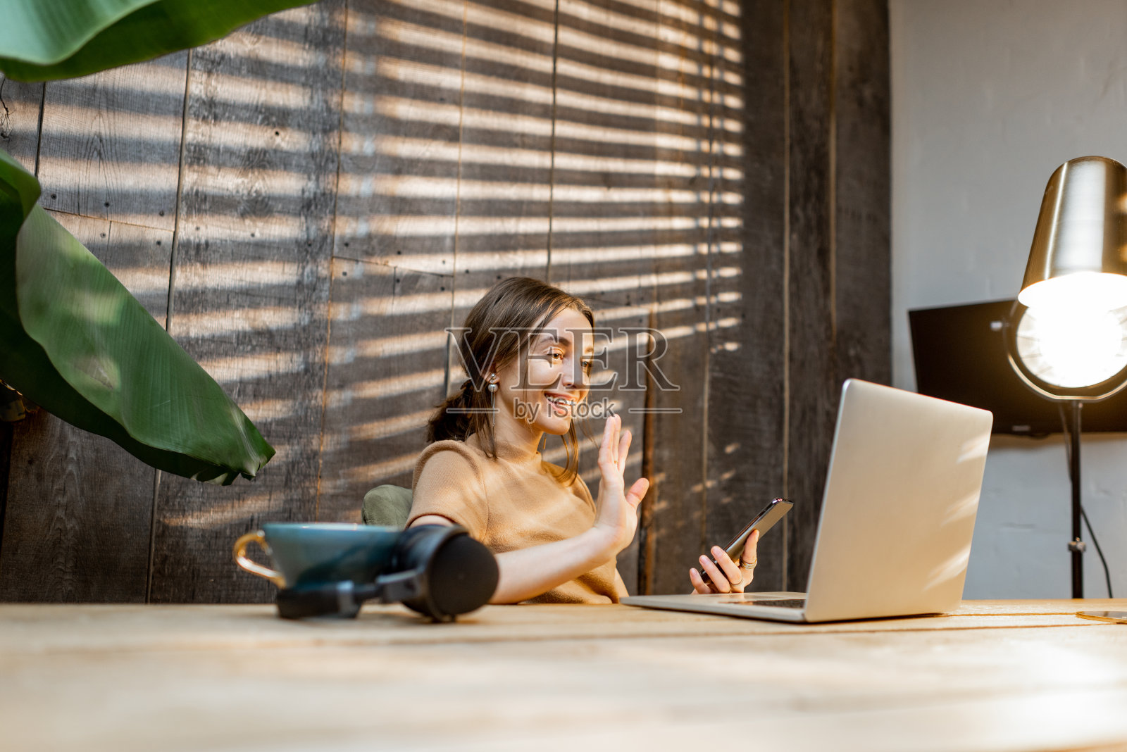在家工作的女性照片摄影图片