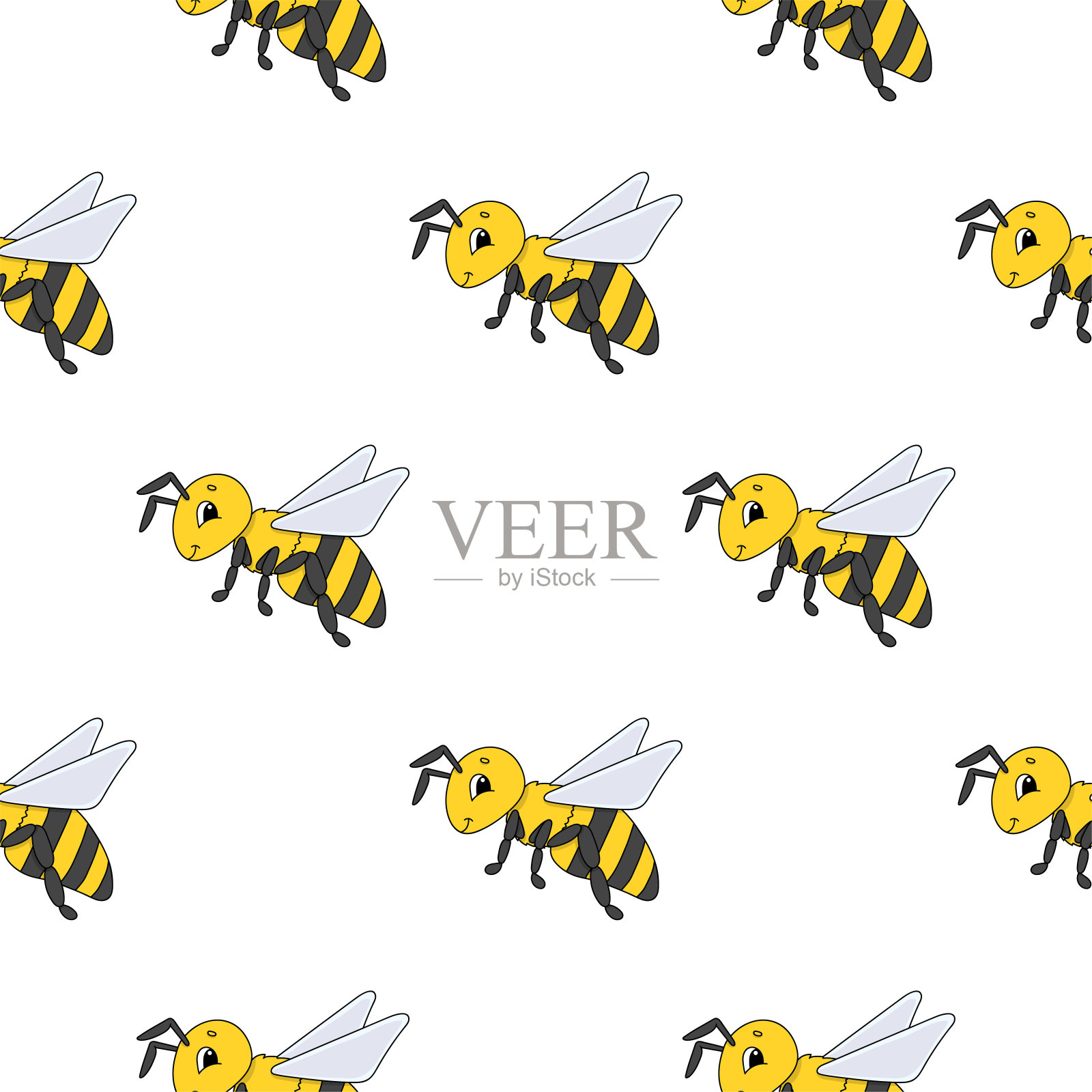 颜色无缝模式。卡通风格。明亮的设计。用于墙纸,海报,横幅。手绘。矢量插图孤立的白色背景。插画图片素材