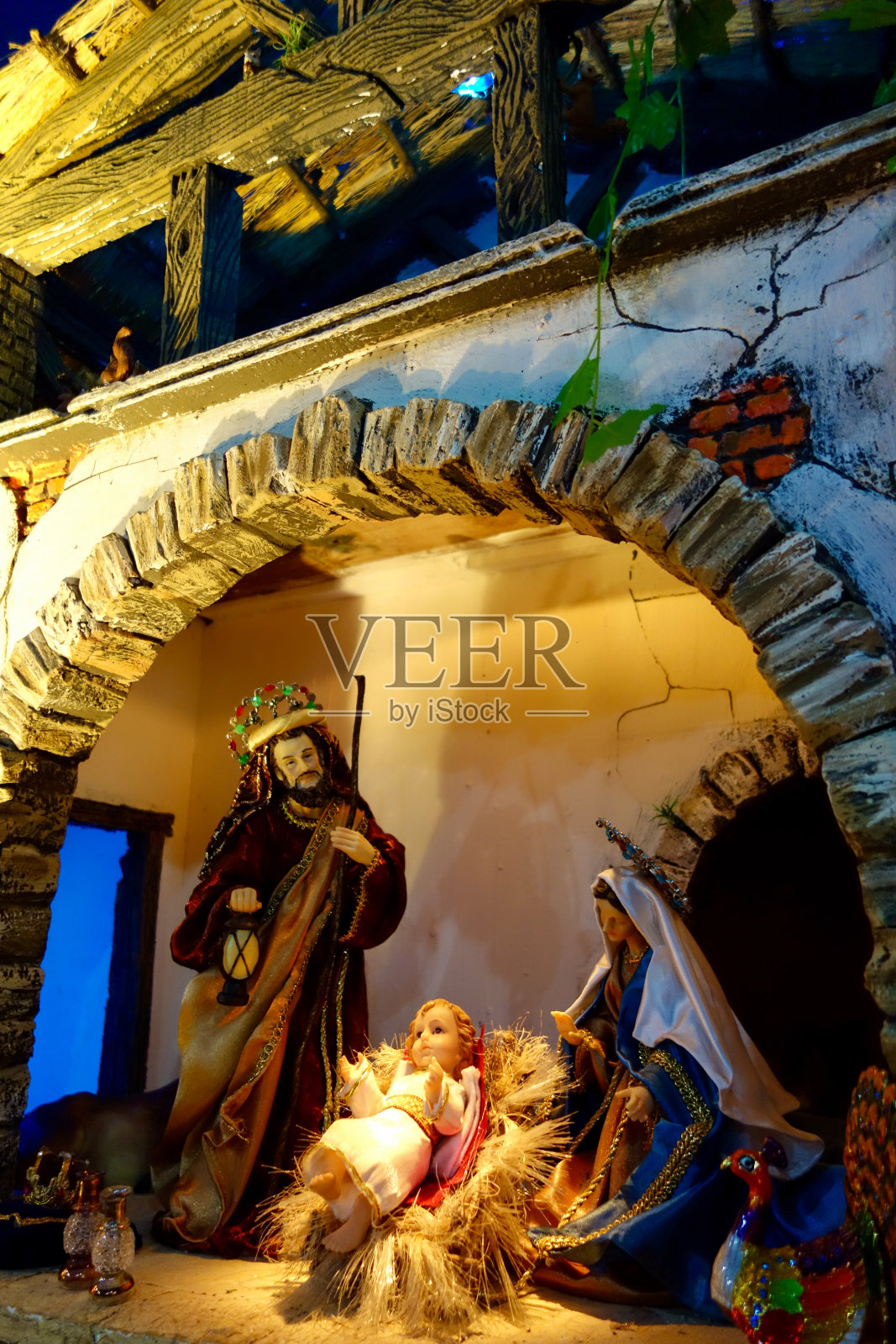 天主教中神圣家庭在圣诞节的代表照片摄影图片