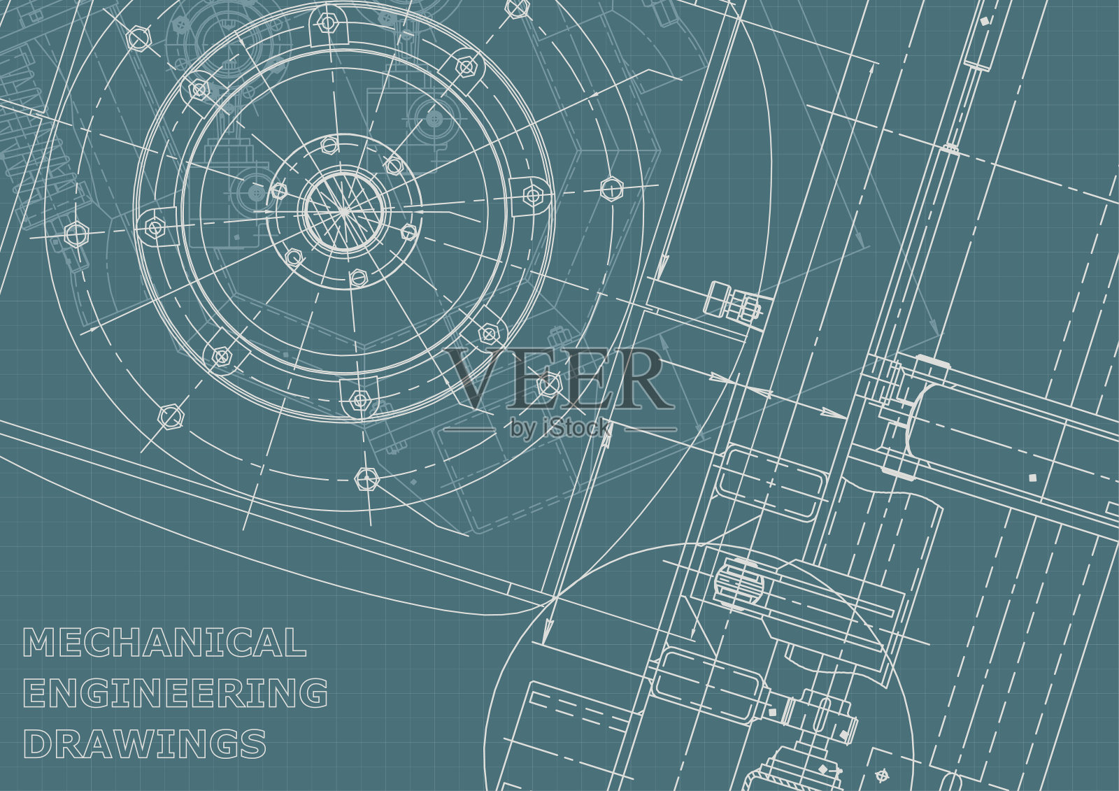 工程说明向量。计算机辅助设计系统。仪器制造图纸插画图片素材