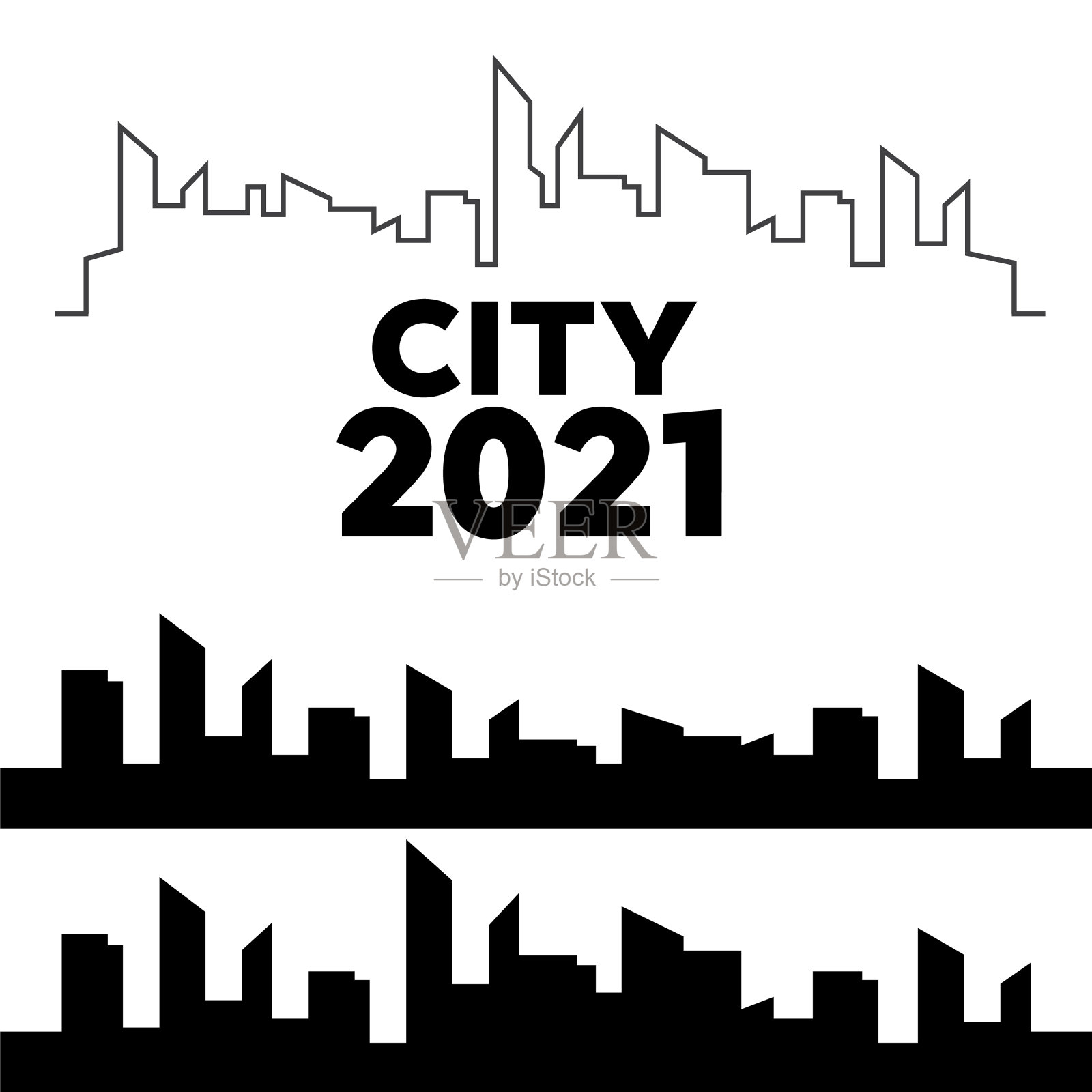 城市轮廓向量。城市景观的模板。城市景观插画图片素材