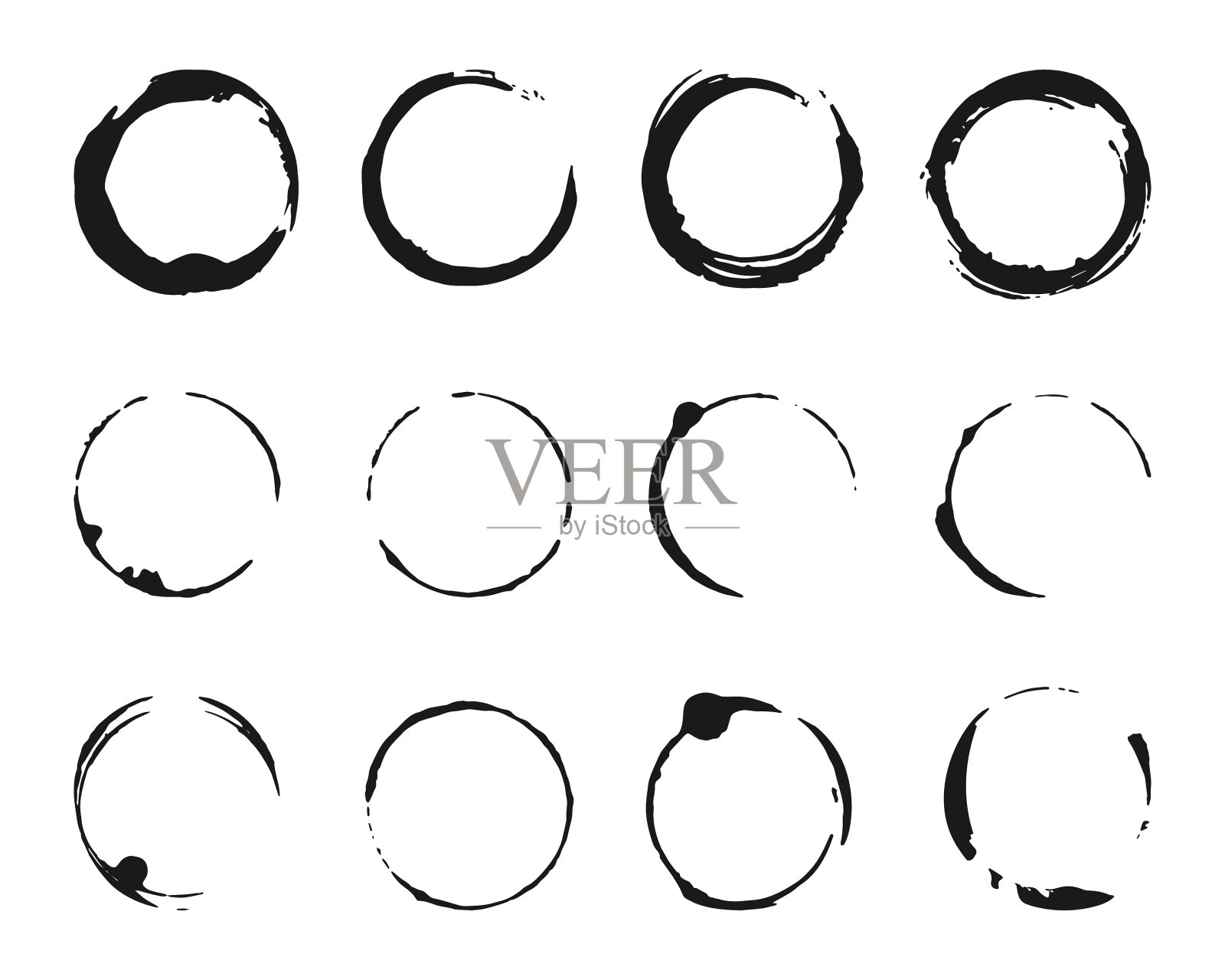 墨笔画圈咖啡圈套图标素材