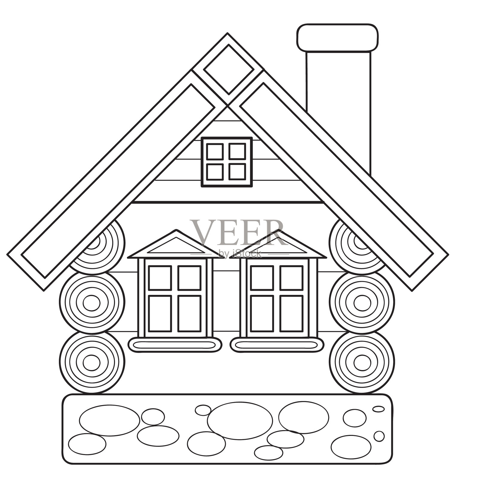 画一幅乡村住宅的画册漫画设计元素图片