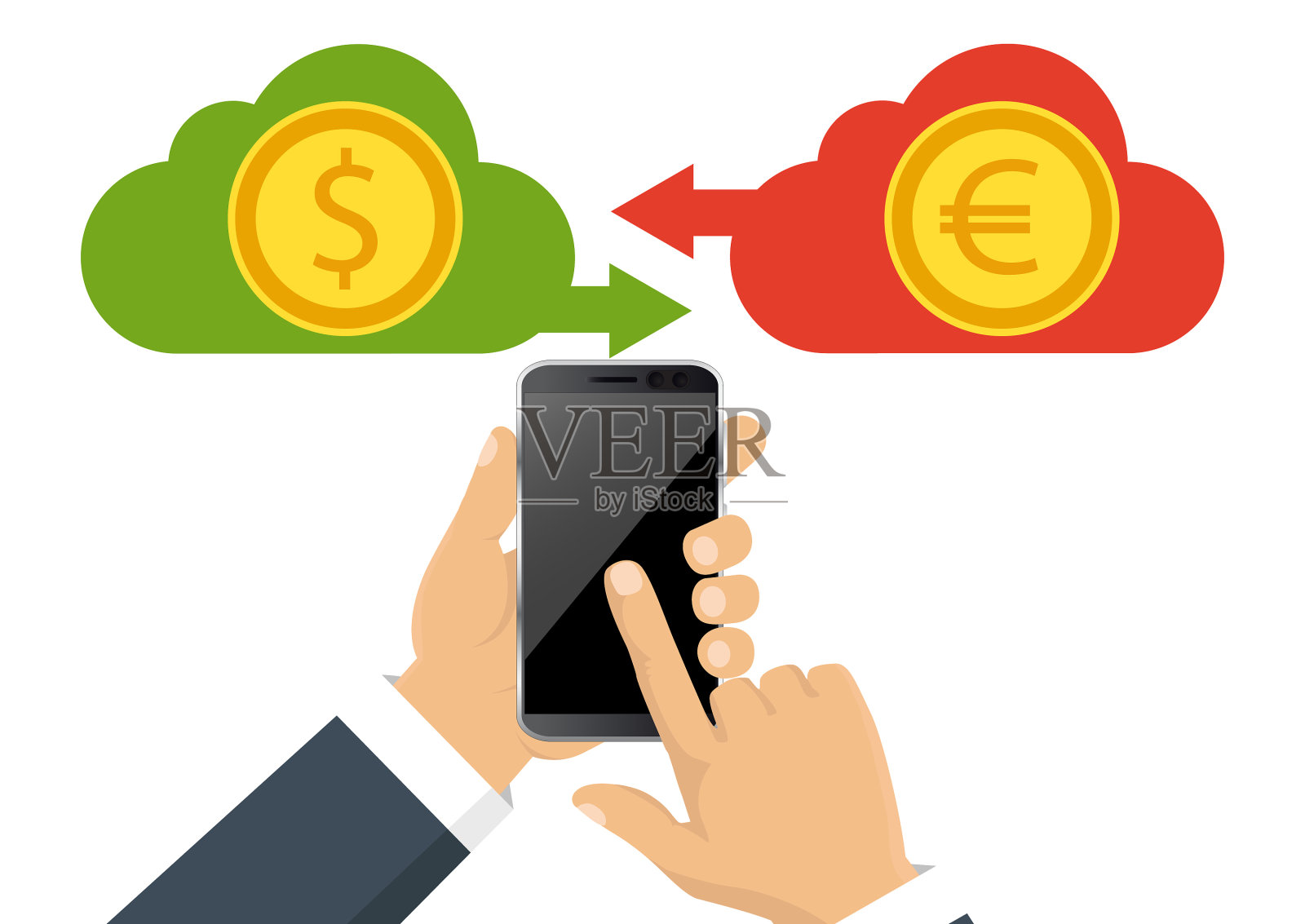 欧元货币和美元货币货币转换设计元素图片