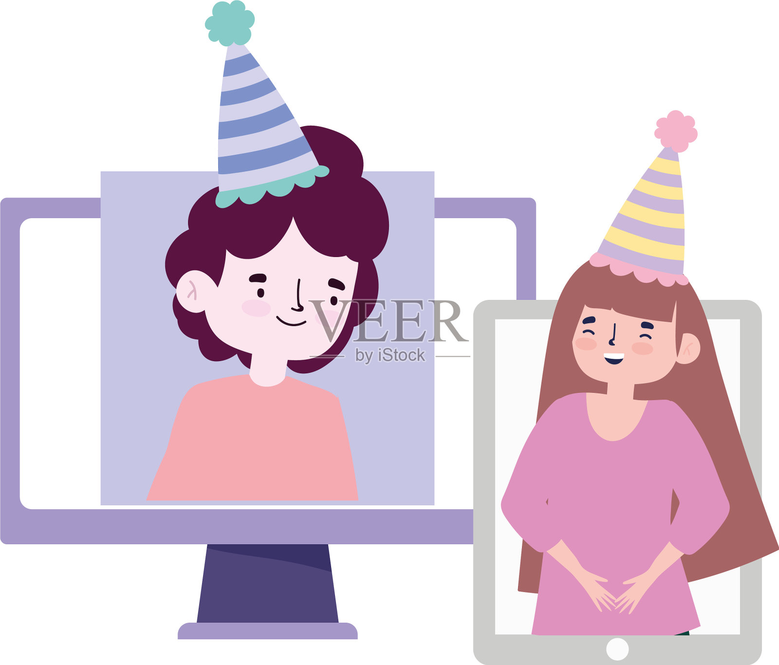 在线聚会朋友视频通话设计元素图片