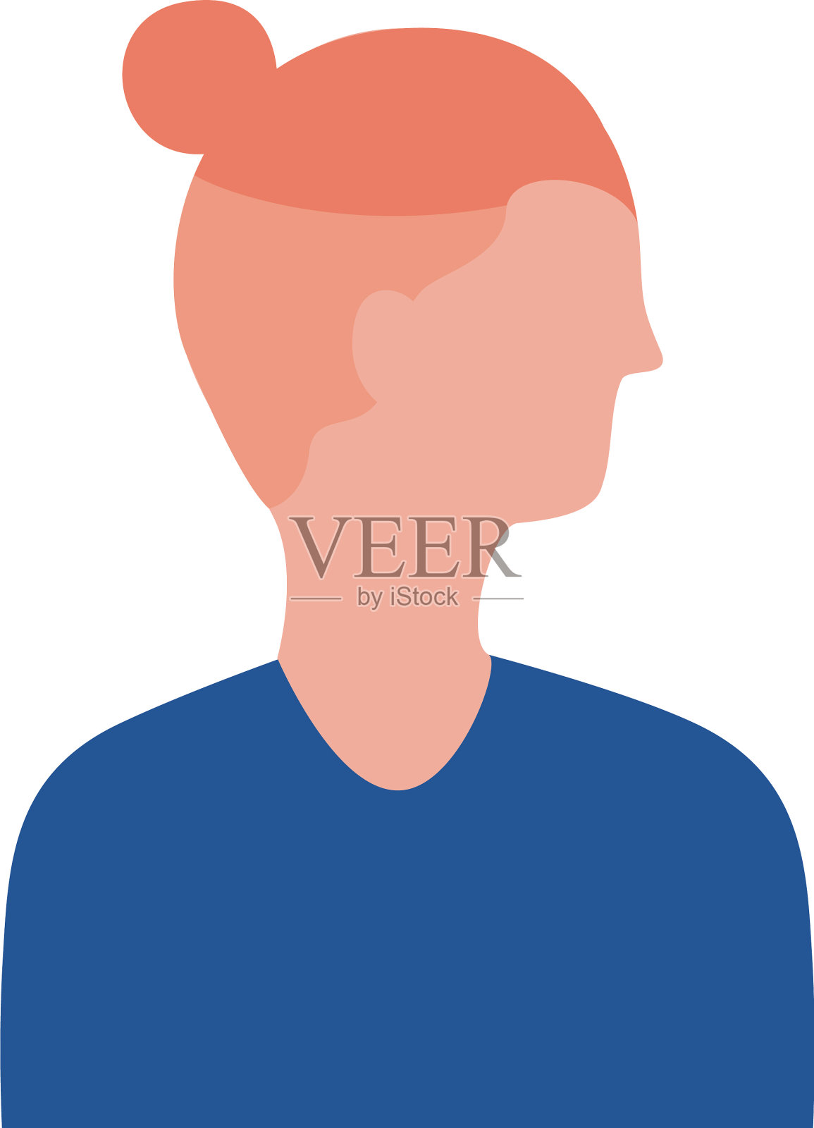 年轻男子的侧面与长头发头像人物设计元素图片