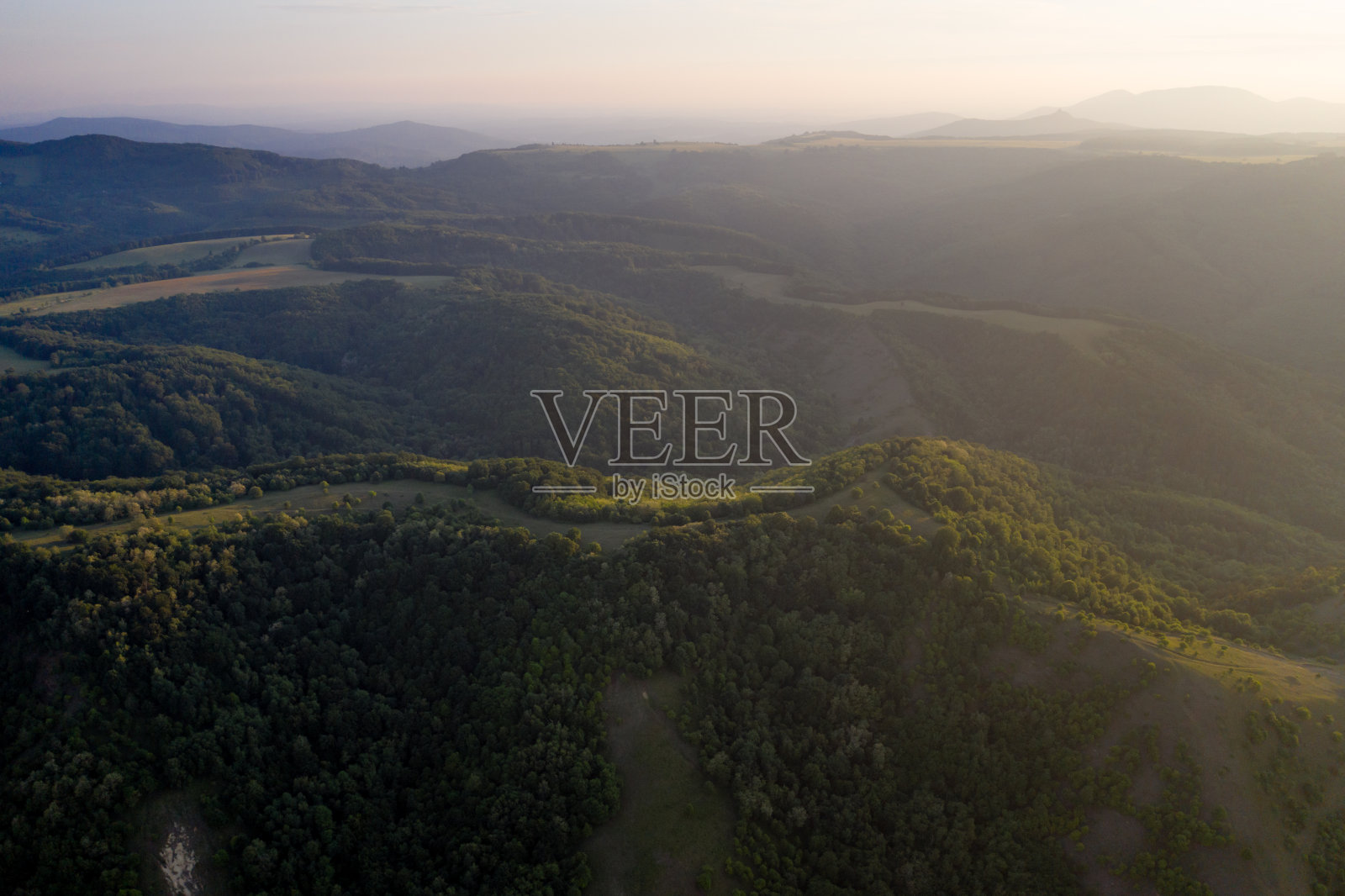 鸟瞰日出森林景观照片摄影图片