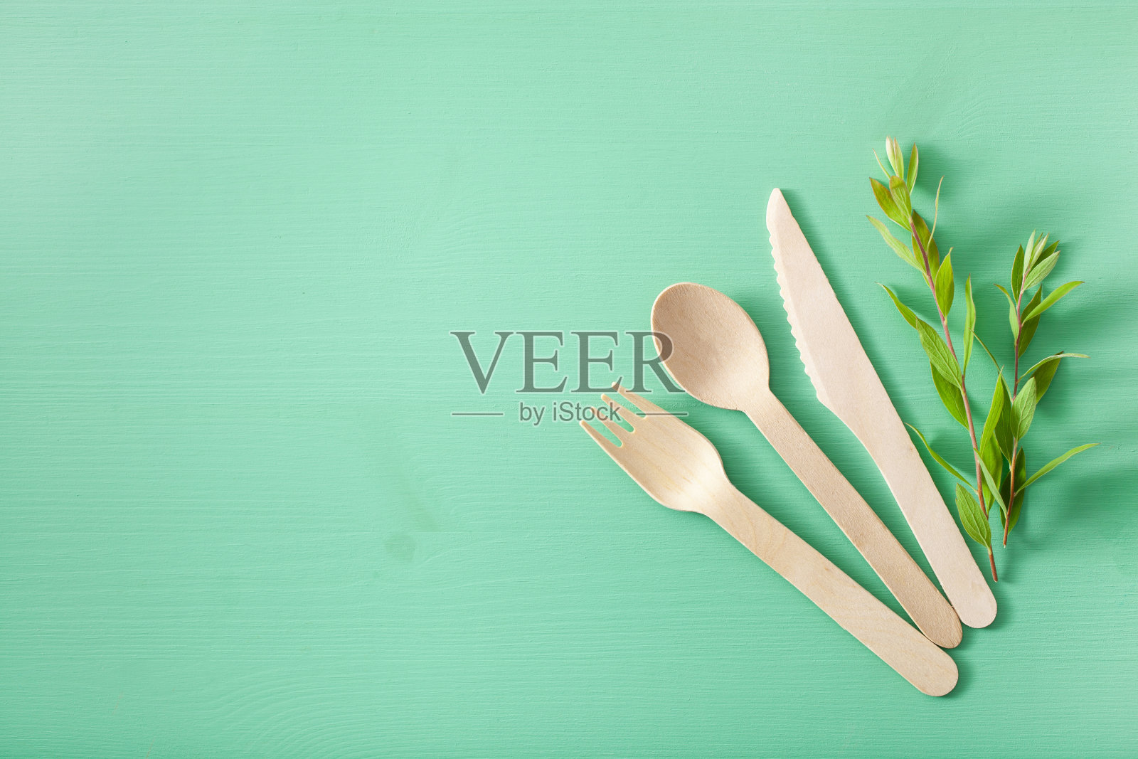 环保木制餐具。塑料自由概念照片摄影图片